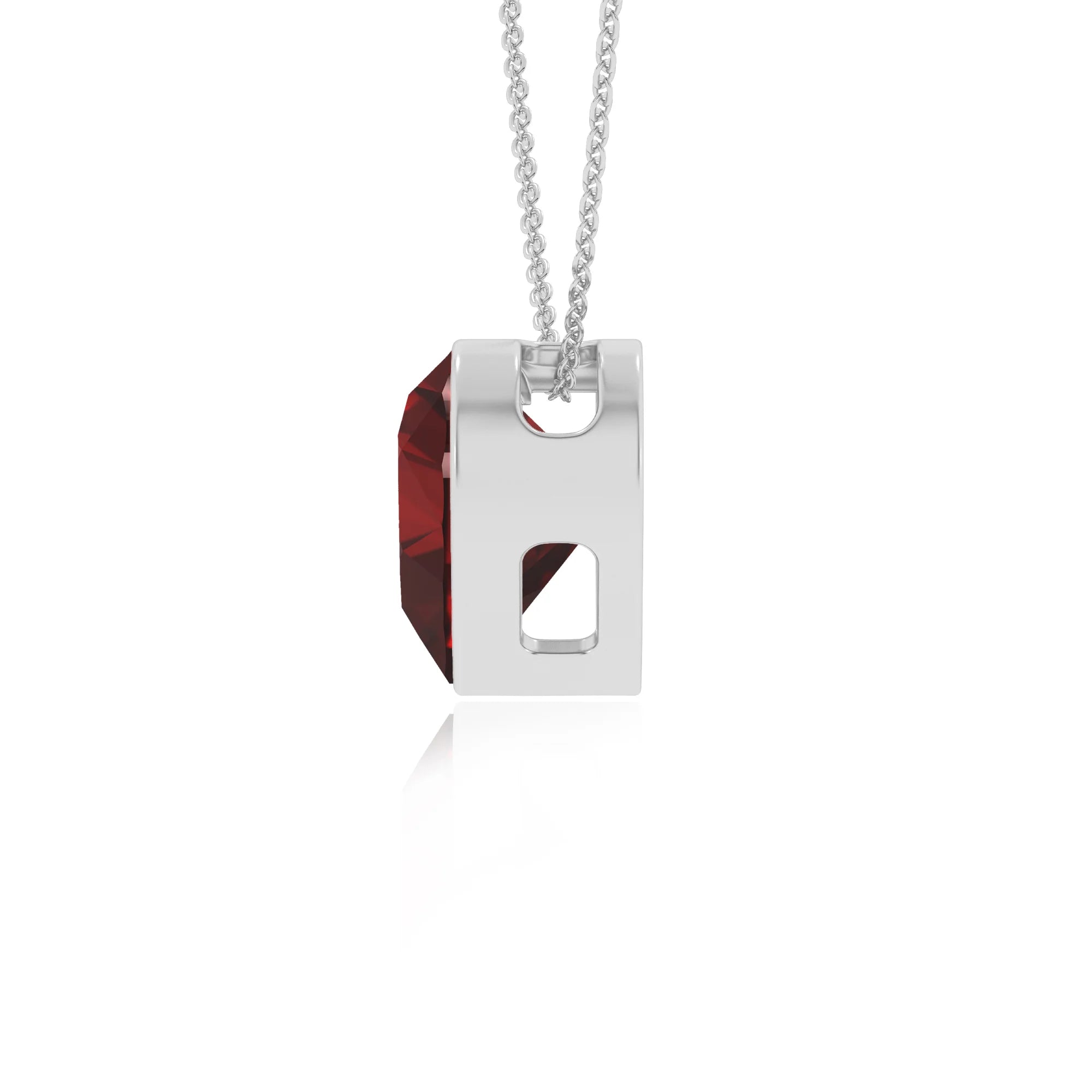 natural garnet heart solitaire necklaces in platinum 