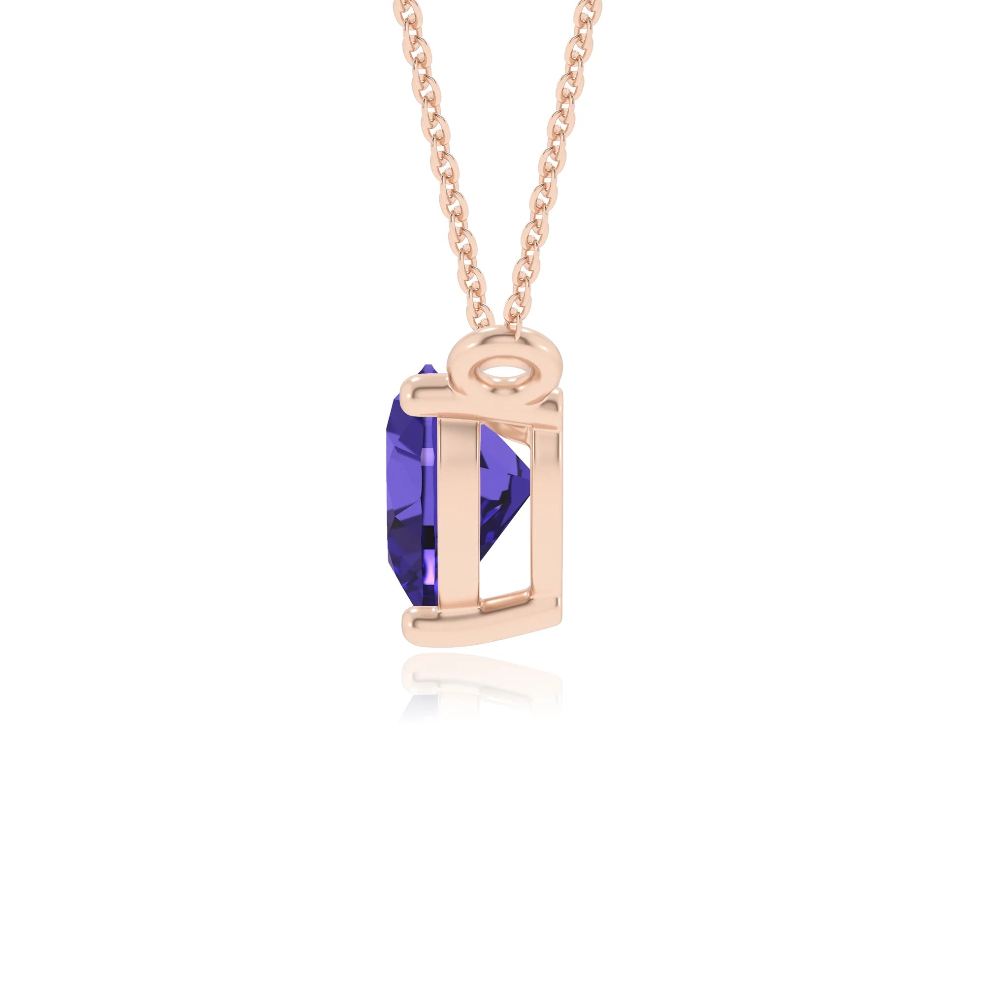 lab grown tanzanite heart solitaire necklaces in rose gold 