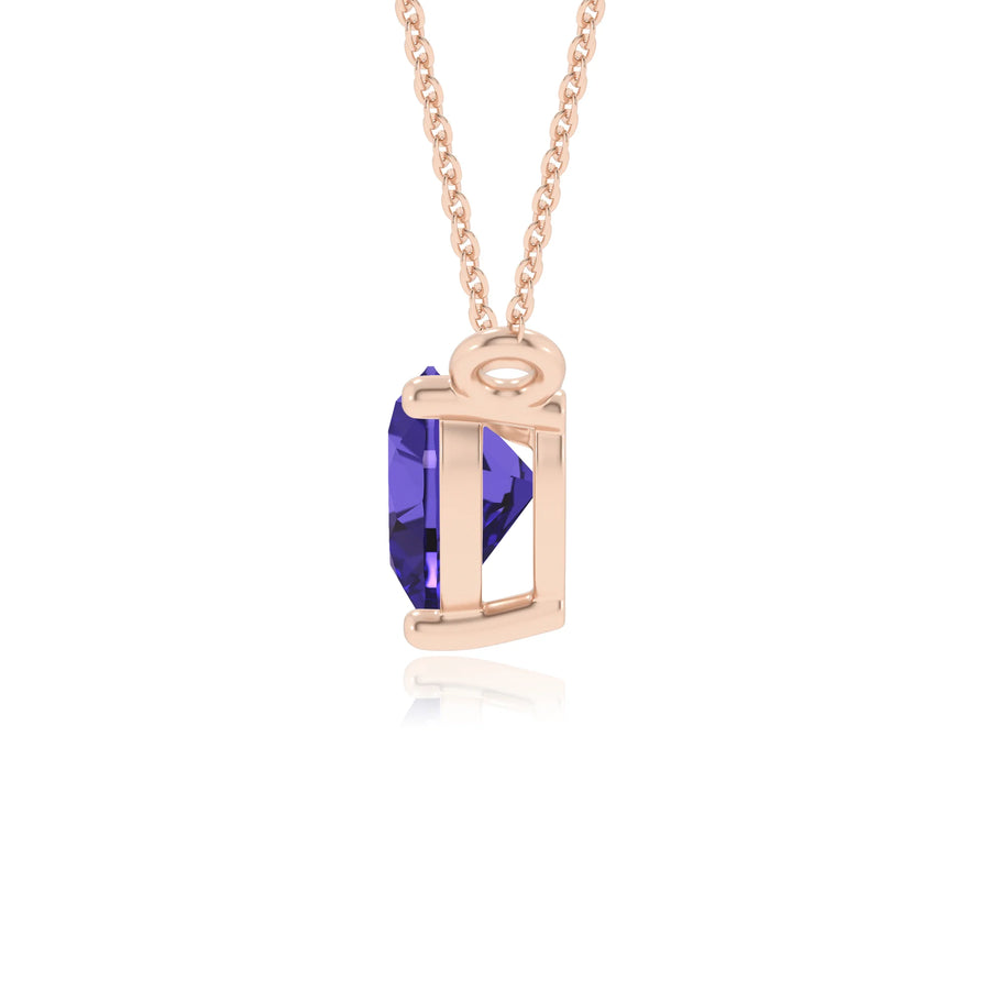 lab grown tanzanite heart solitaire necklaces in rose gold 