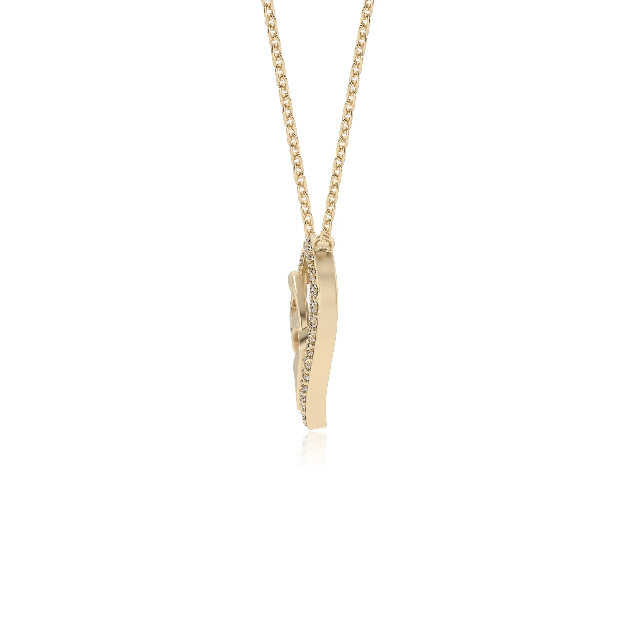 lab grown moissanite round necklaces in yellow gold 