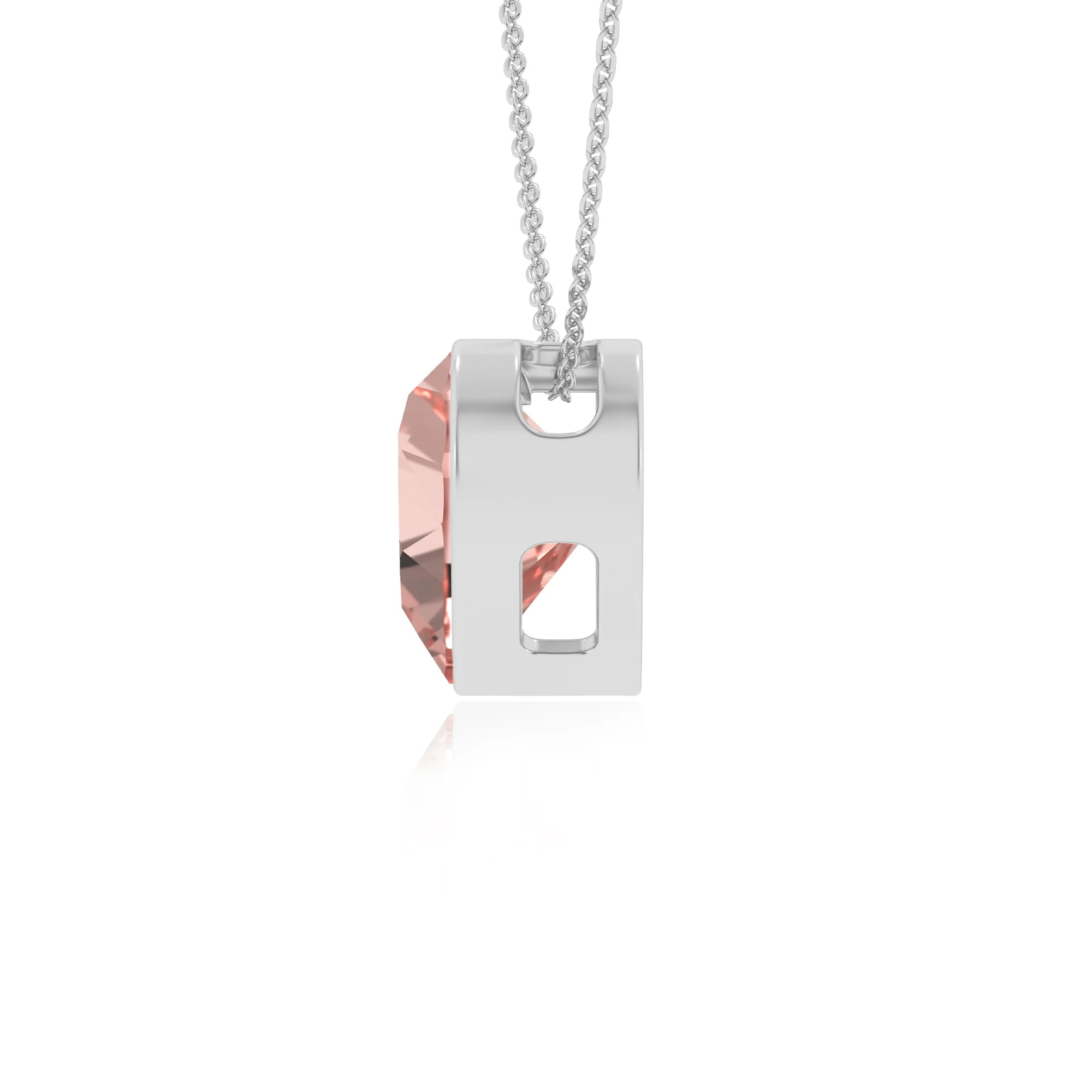 lab grown morganite heart solitaire necklaces in white gold 