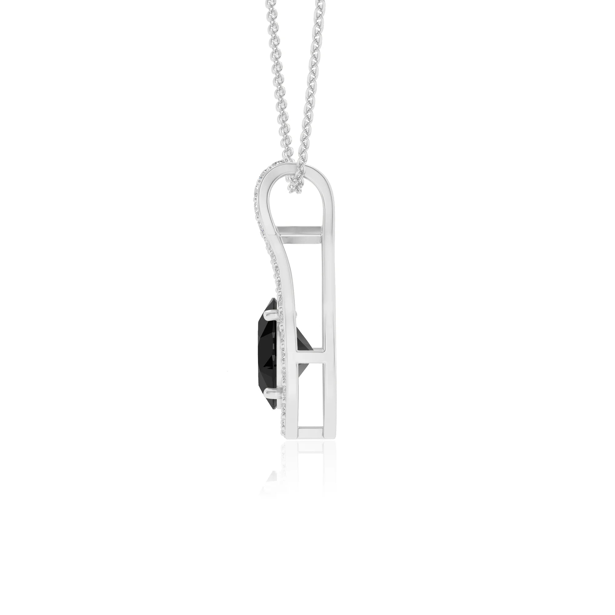 natural black-onyx oval solitaire necklaces in platinum 