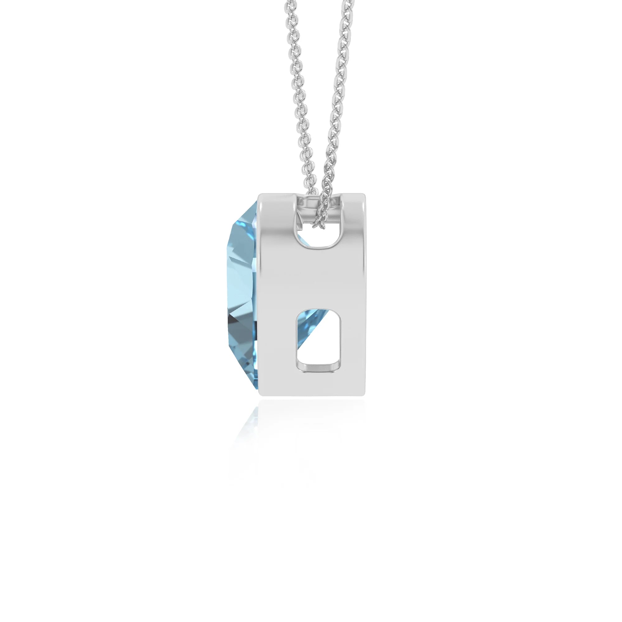 lab grown aquamarine heart solitaire necklaces in white gold 