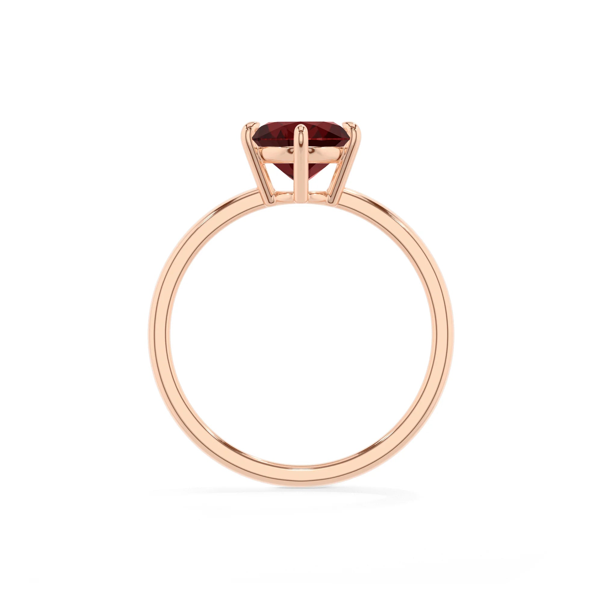 natural garnet oval solitaire rings in rose gold 