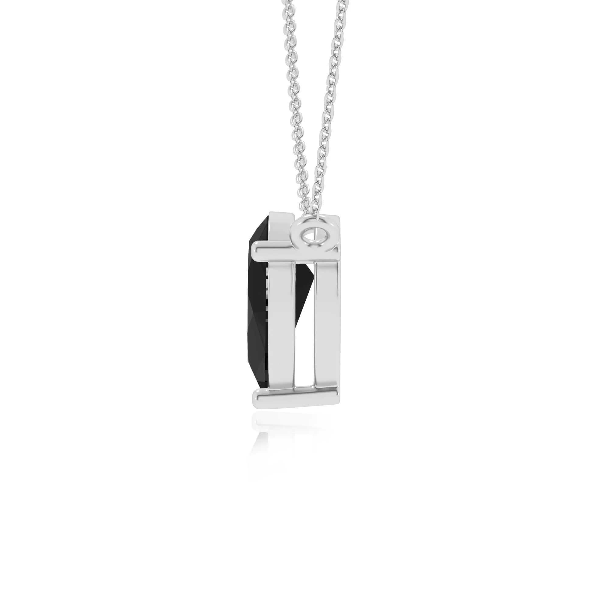 natural black-onyx pear solitaire necklaces in sterling silver 