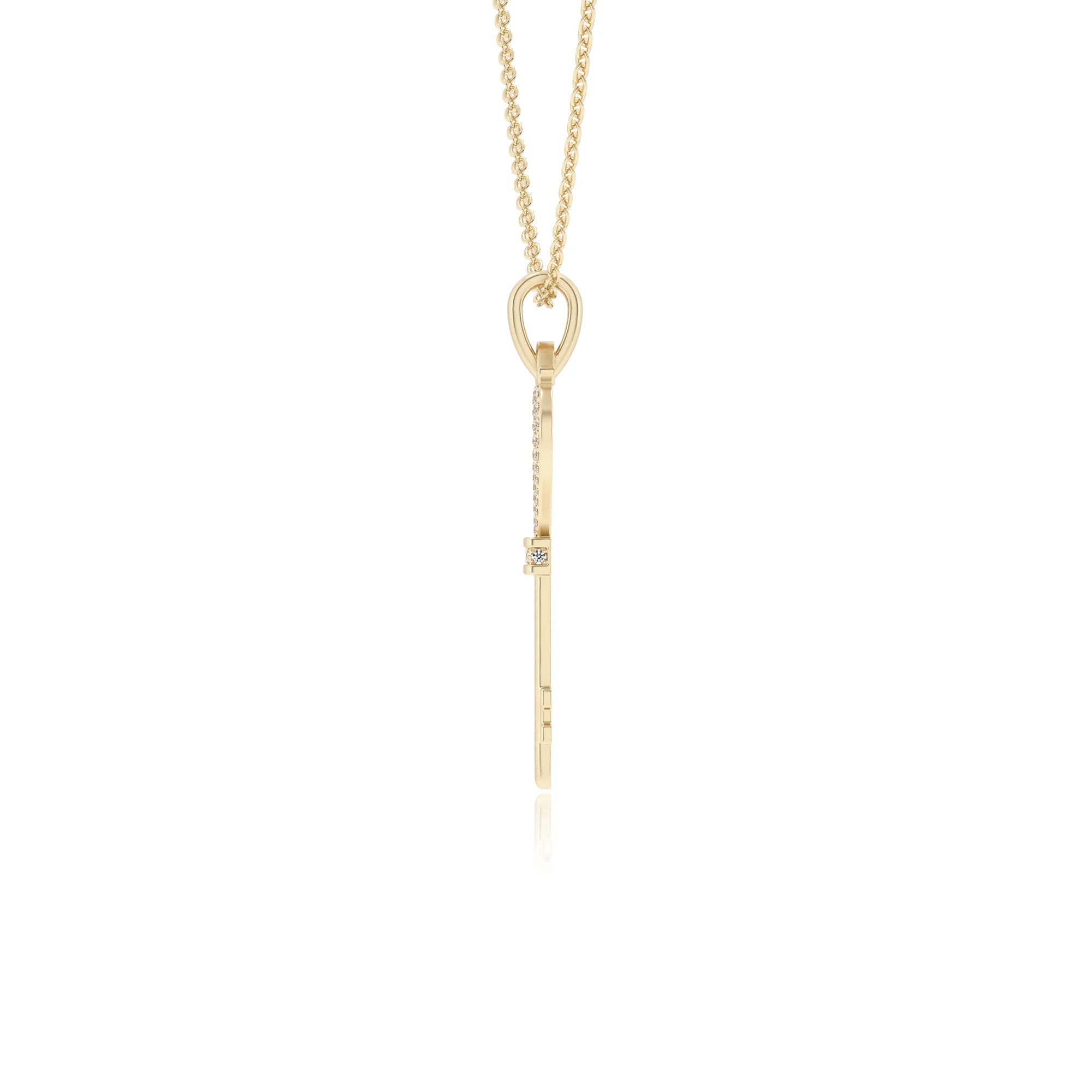 lab grown moissanite round necklaces in yellow gold 