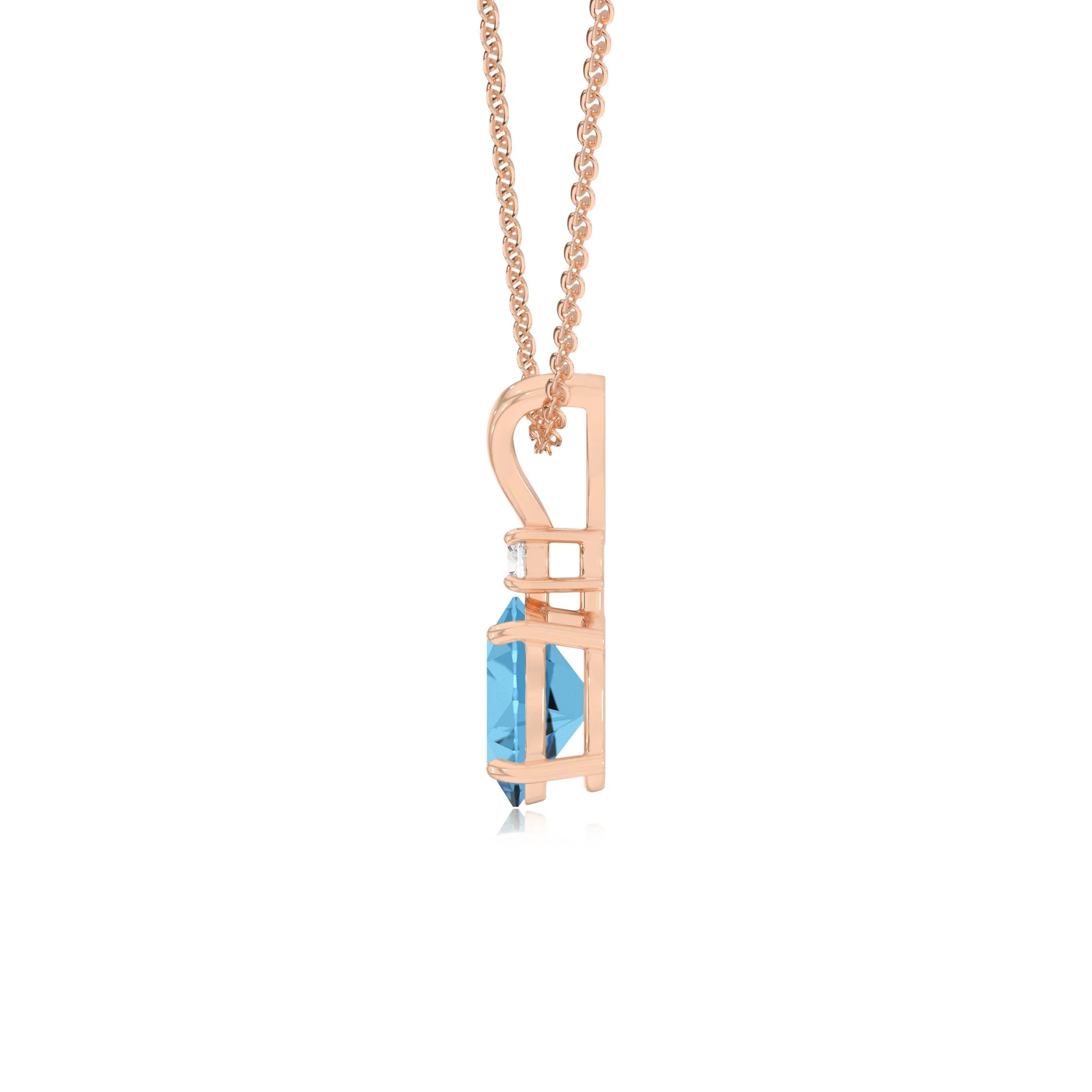 natural swiss-blue-topaz oval solitaire v-bale necklaces in rose gold 