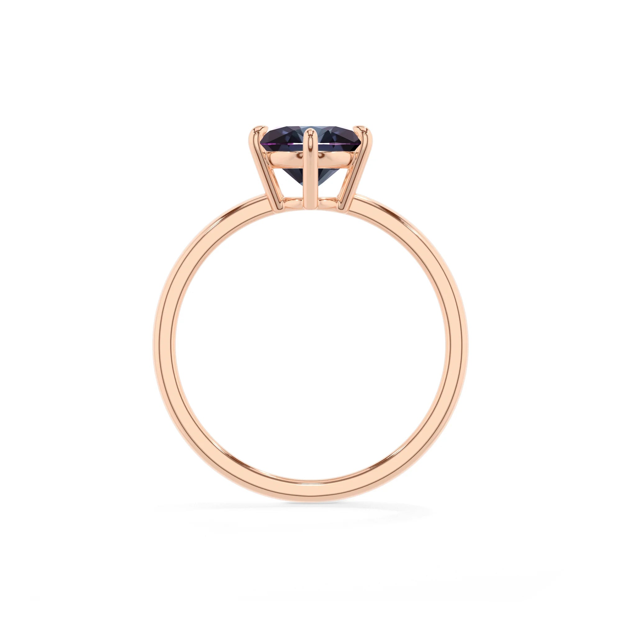 lab grown alexandrite oval solitaire rings in rose gold 