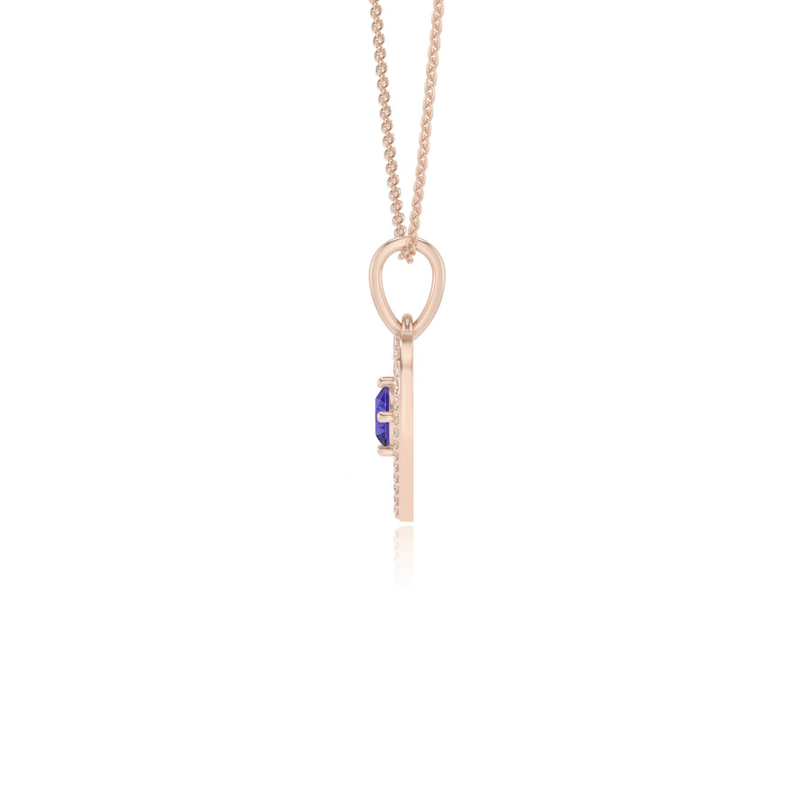 lab grown tanzanite round infinity necklaces in rose gold 