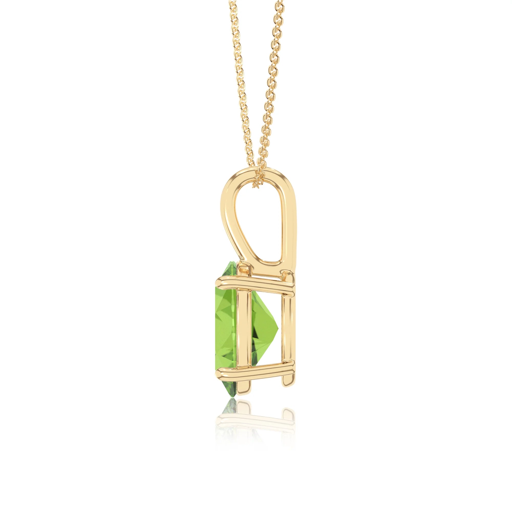 natural peridot oval solitaire necklaces in yellow gold 