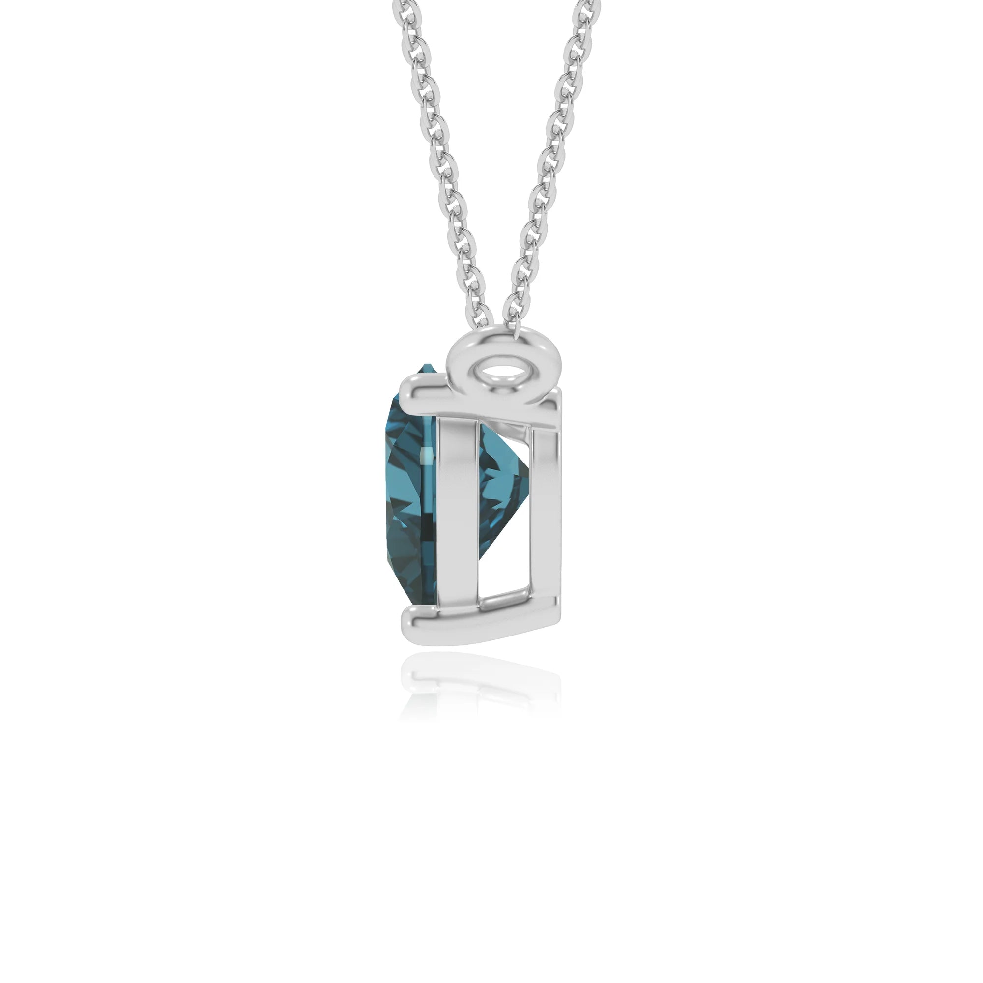 natural london-blue-topaz heart solitaire necklaces in platinum 