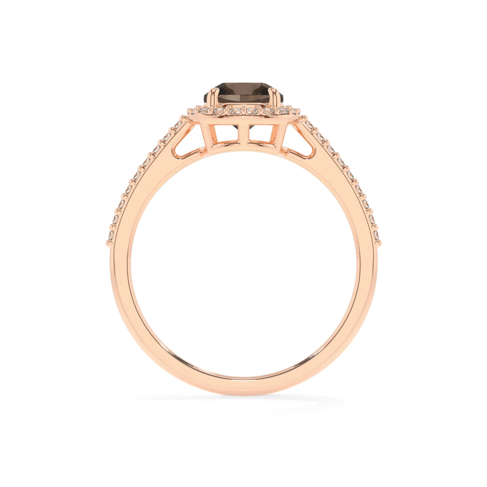 natural smoky-quartz cushion solitaire rings in rose gold 