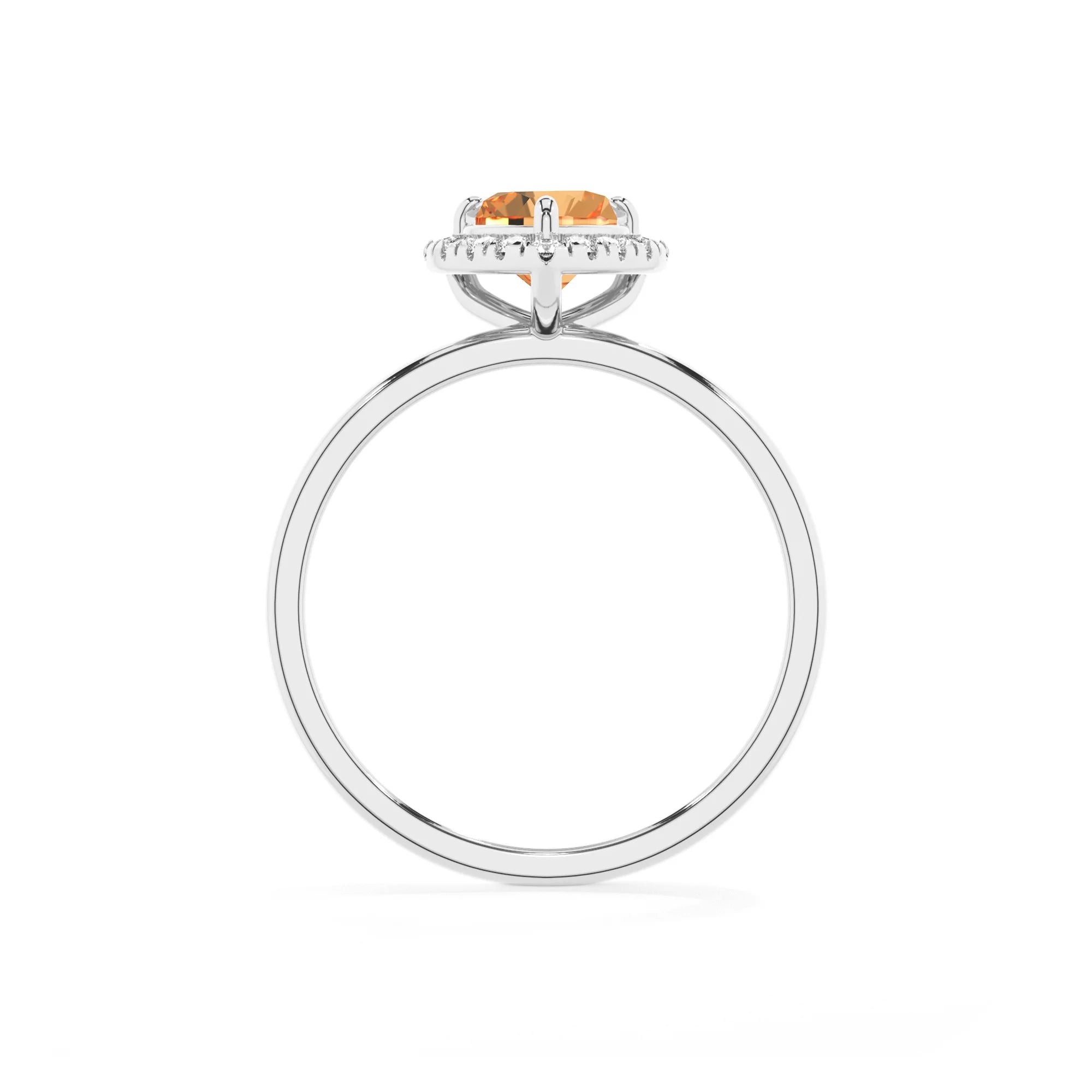 lab grown citrine heart solitaire rings in platinum 
