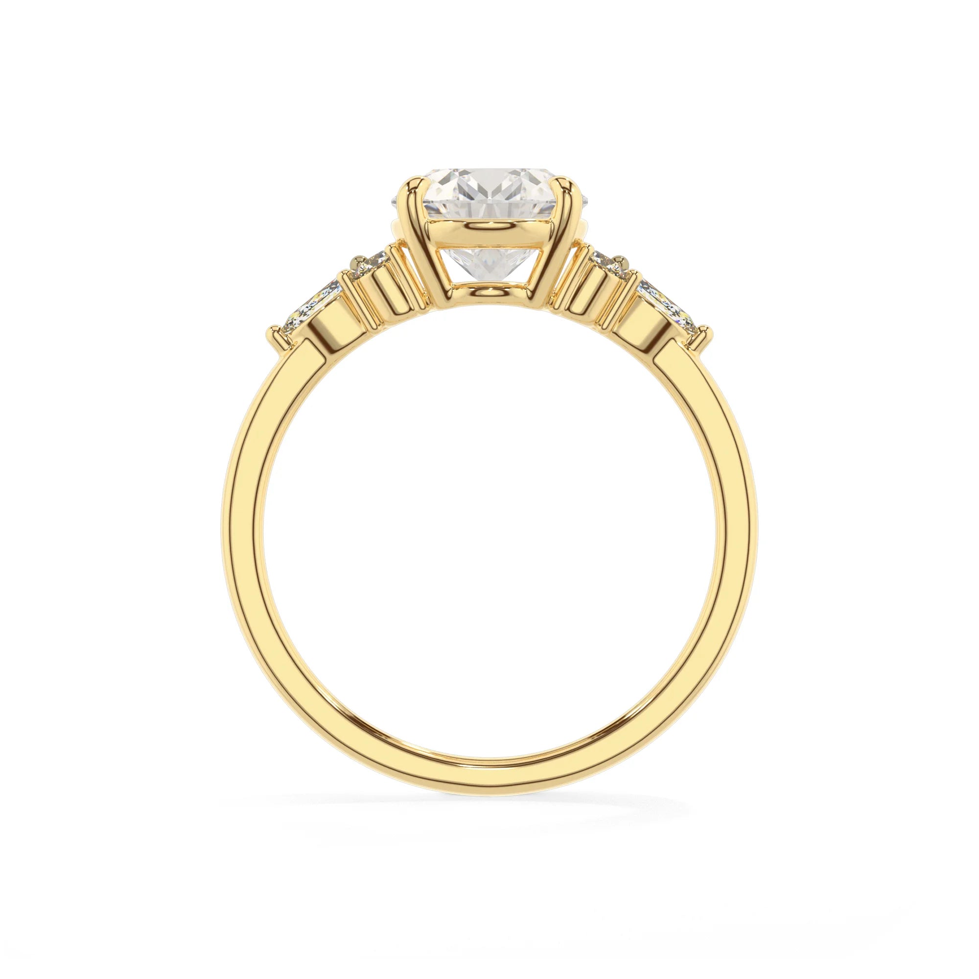lab grown moissanite oval solitaire rings in yellow gold 