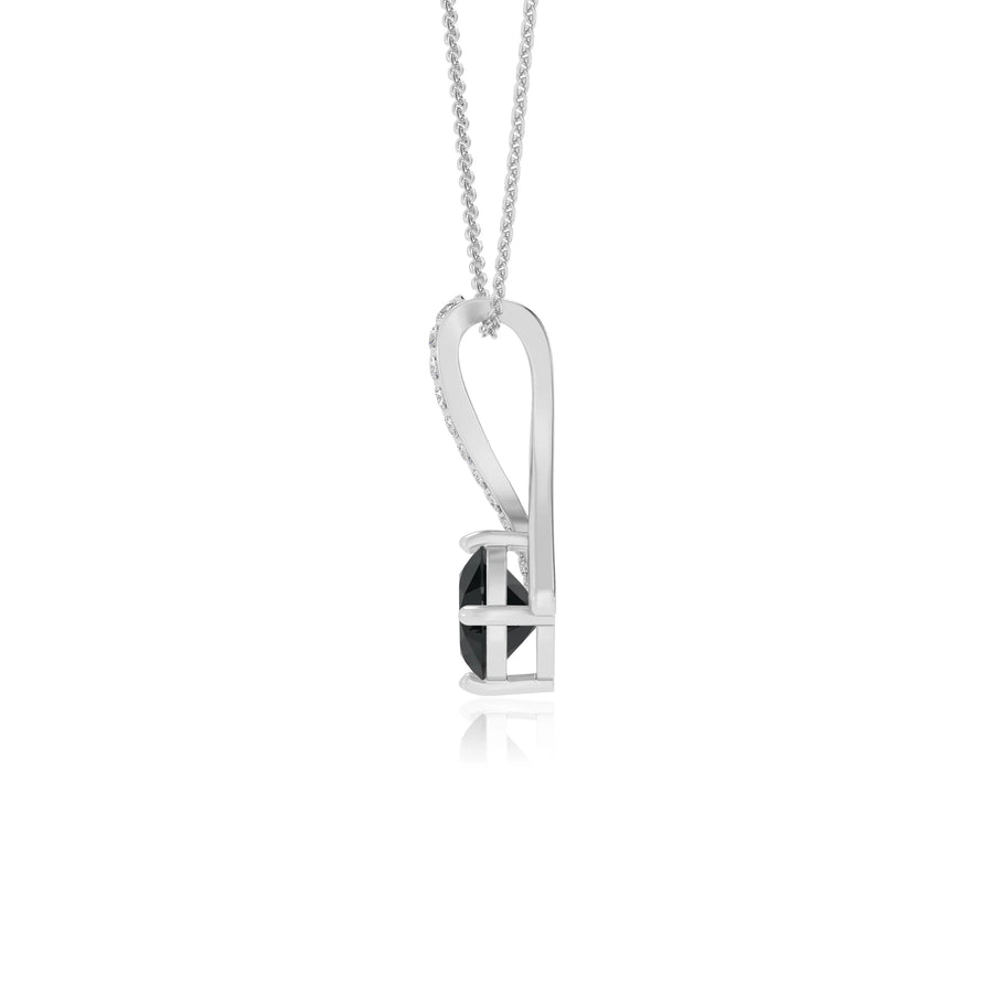 natural black-onyx round solitaire necklaces in sterling silver 