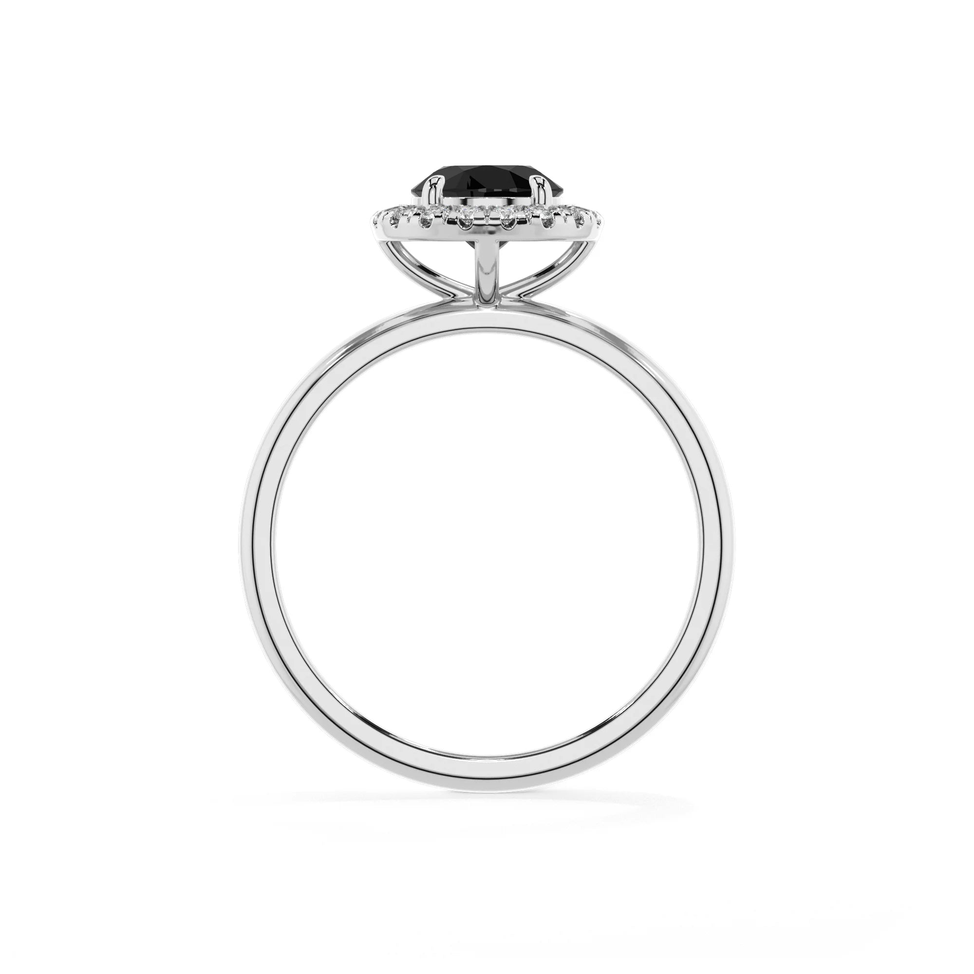 natural black-onyx round solitaire rings in platinum 