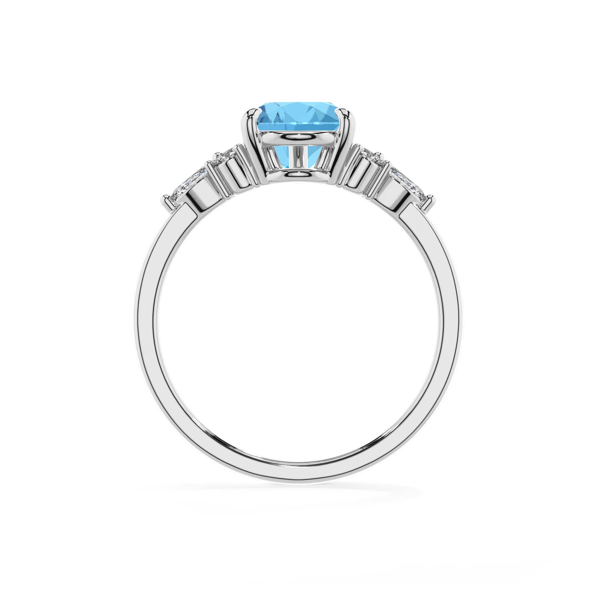 natural swiss-blue-topaz pear solitaire rings in sterling silver 