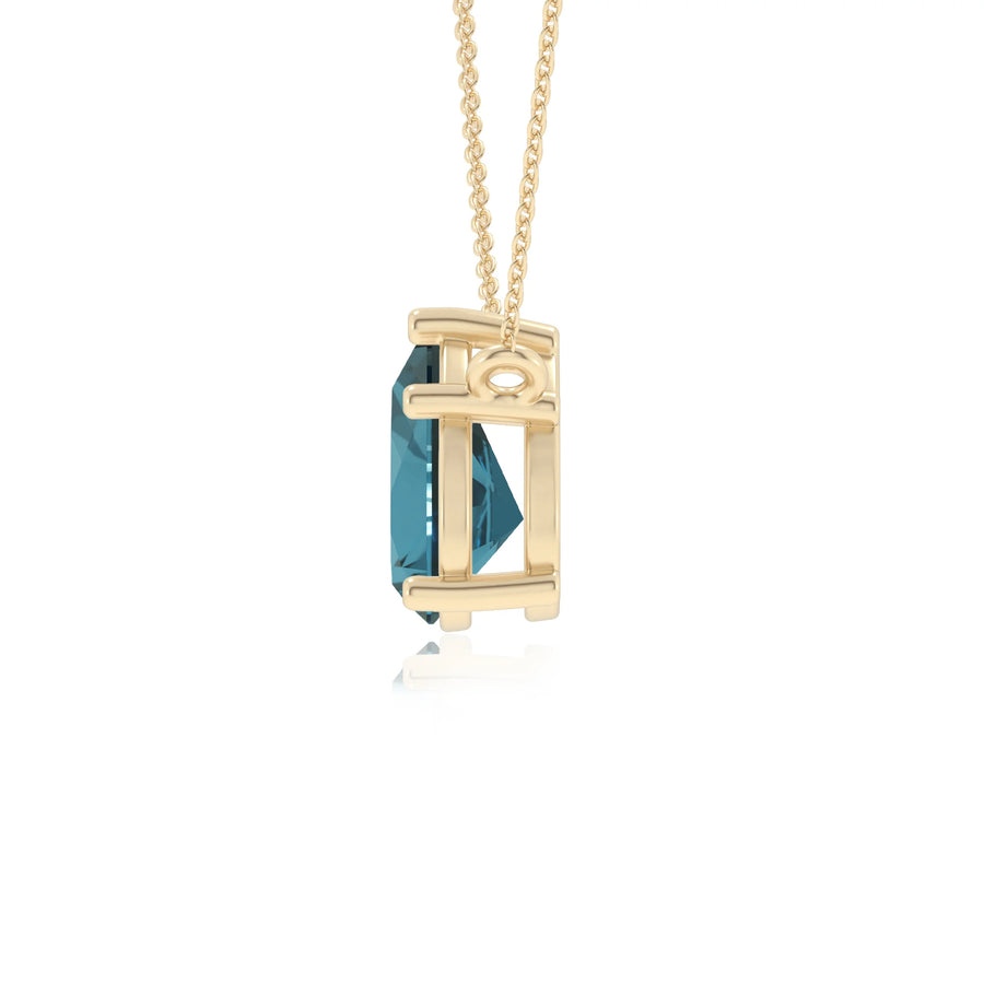 natural london-blue-topaz pear solitaire necklaces in yellow gold 