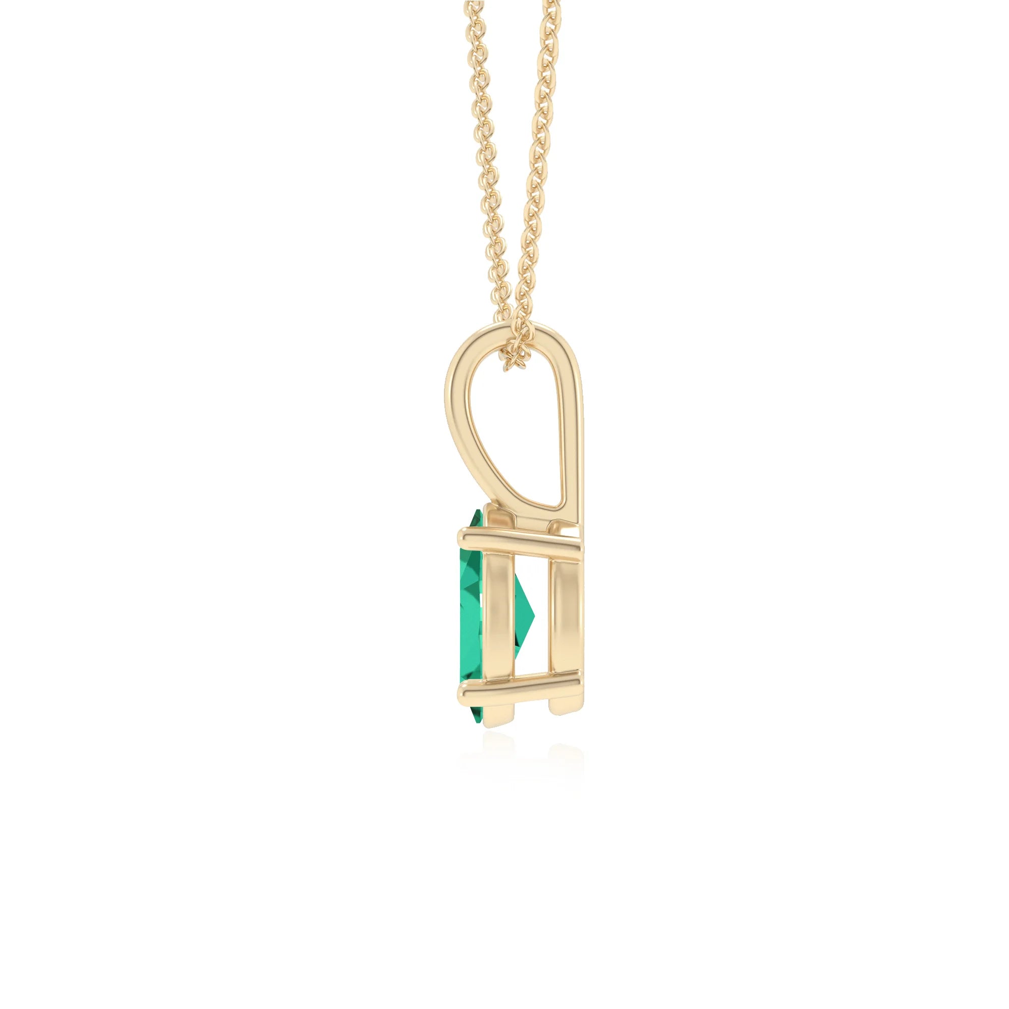 lab grown emerald oval solitaire necklaces in yellow gold 