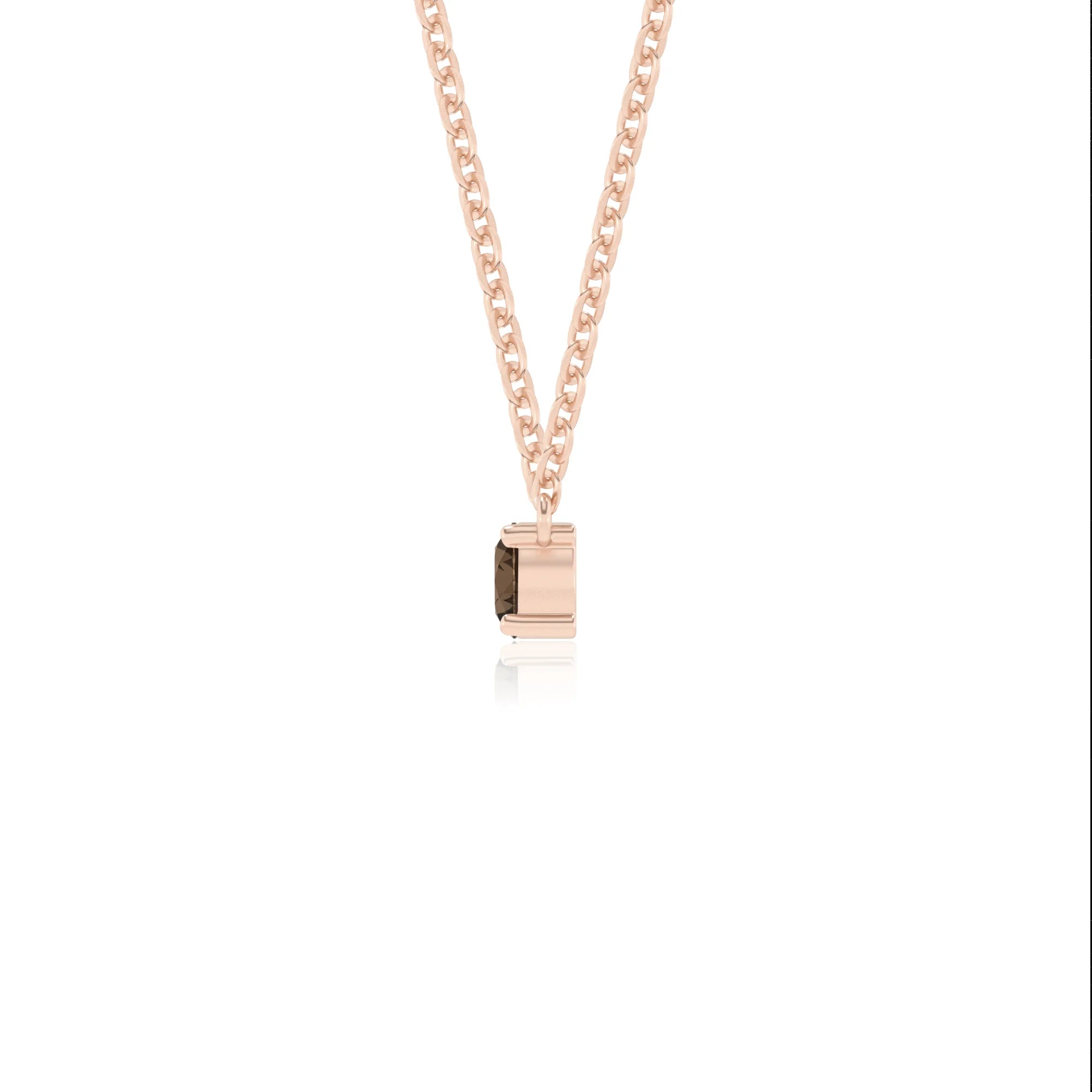 natural smoky-quartz round bar v-bale necklaces in rose gold 