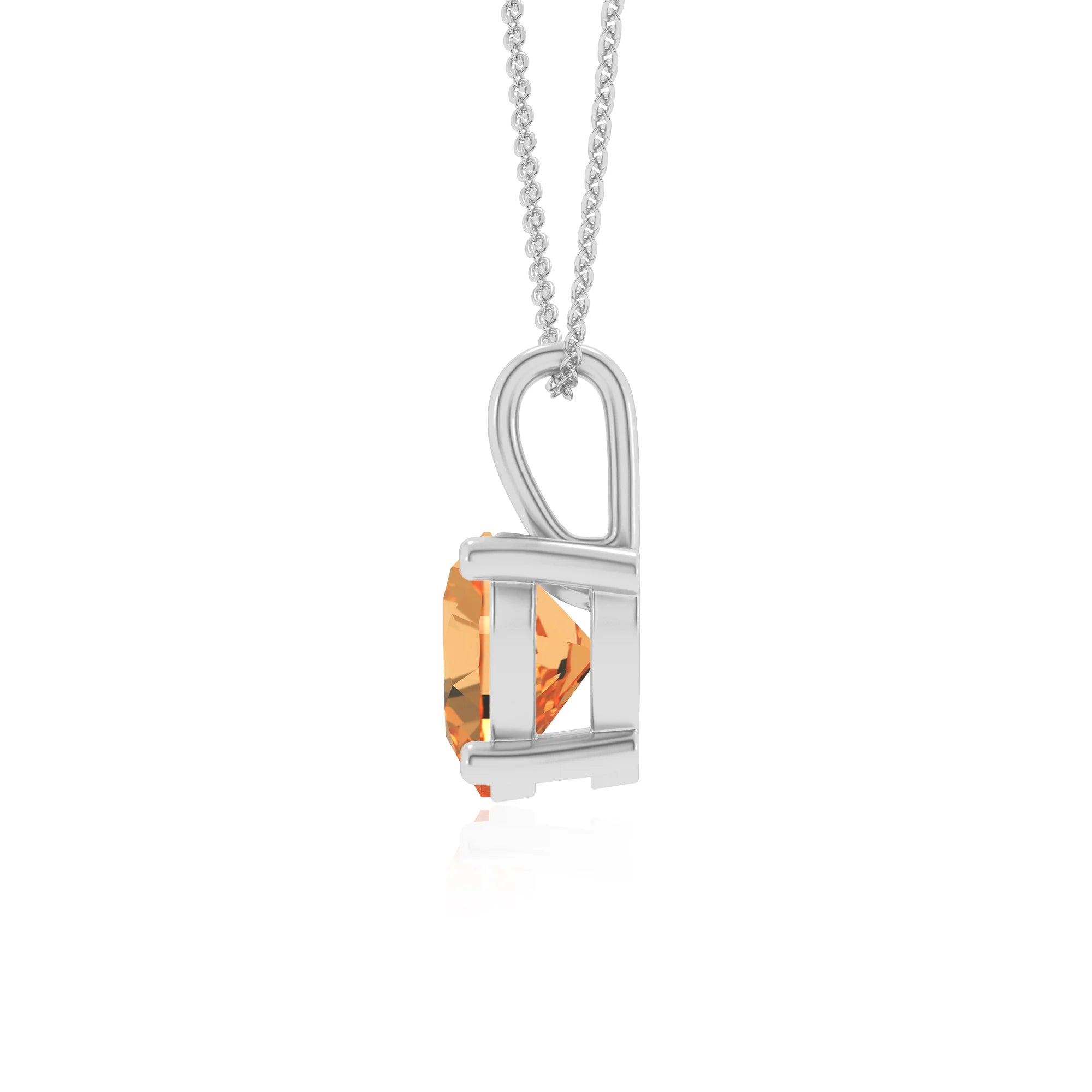 lab grown citrine heart solitaire necklaces in platinum 