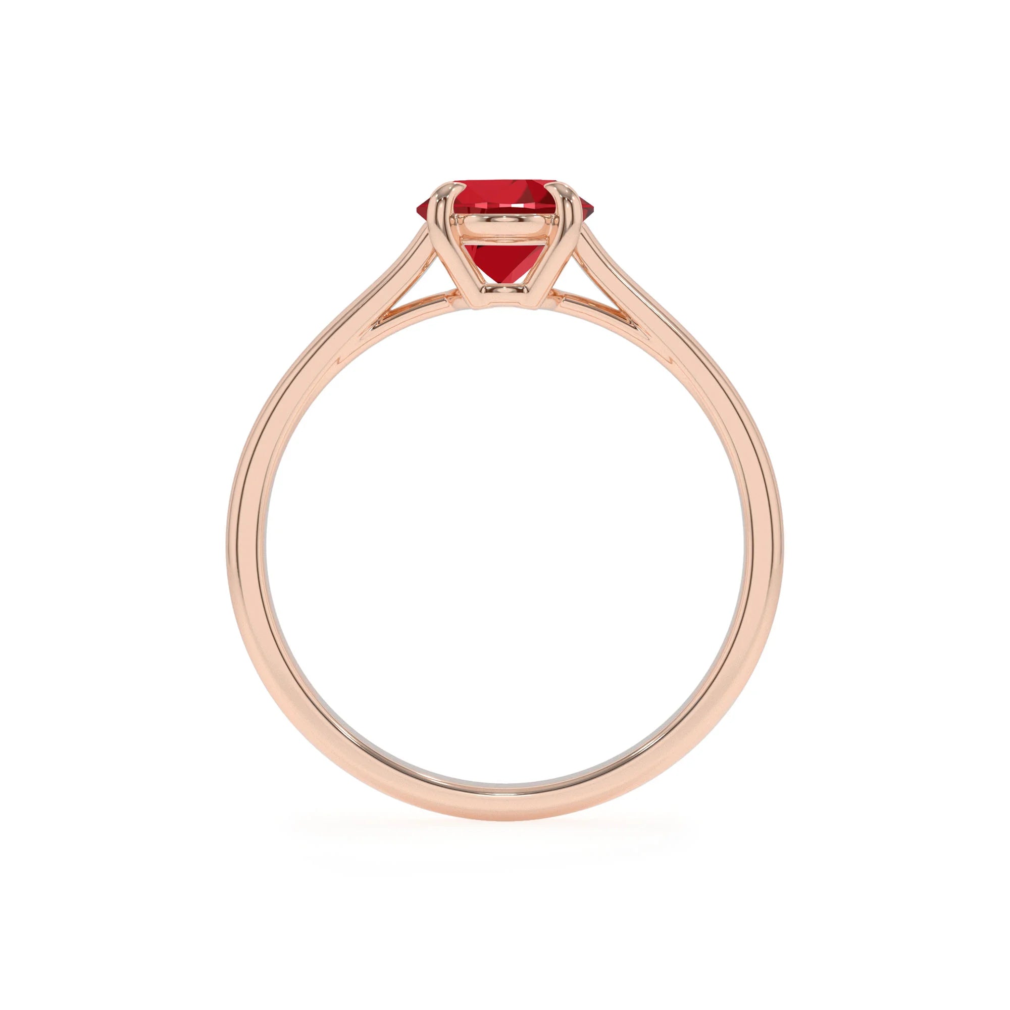 lab grown ruby oval solitaire rings in rose gold 