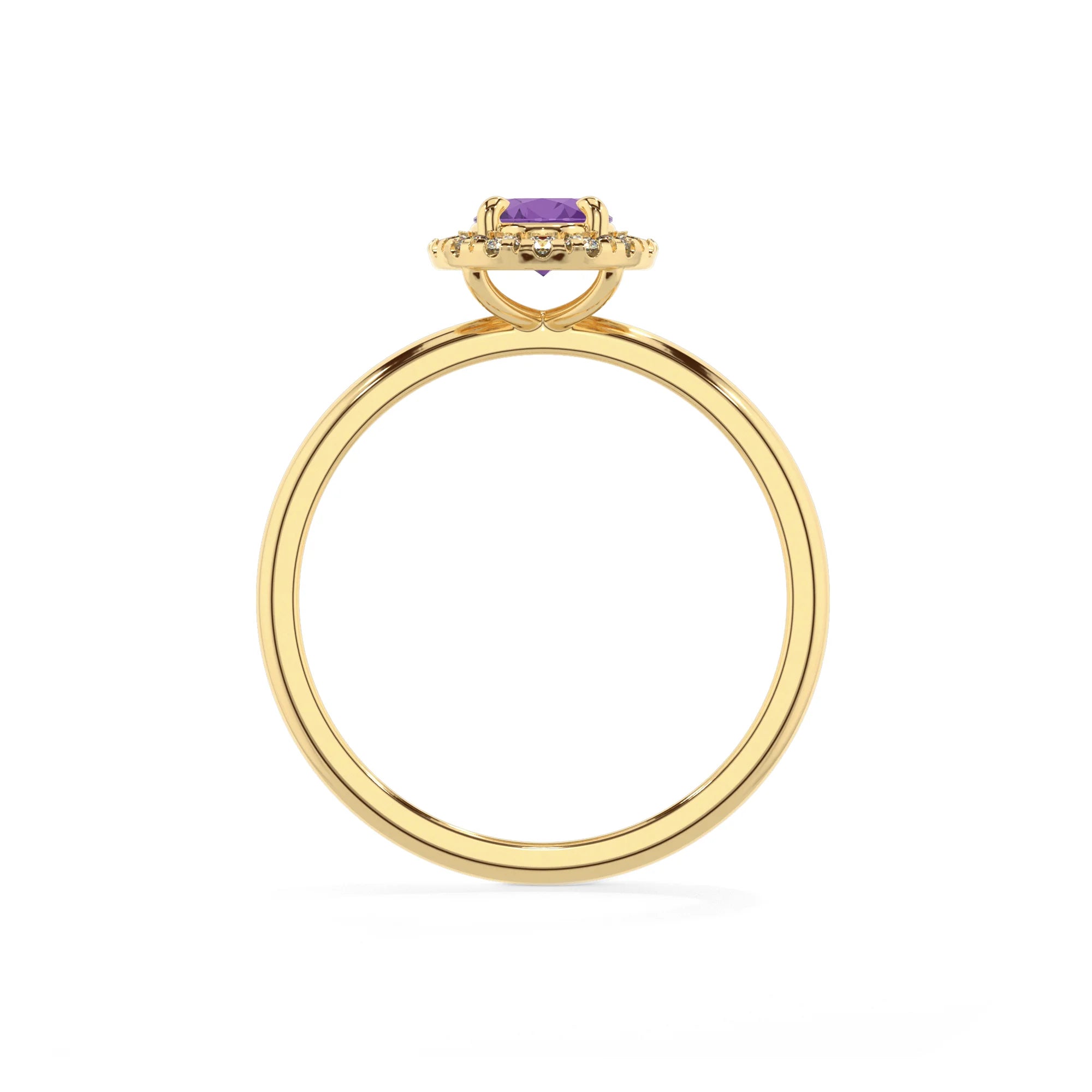 lab grown amethyst oval solitaire rings in yellow gold 