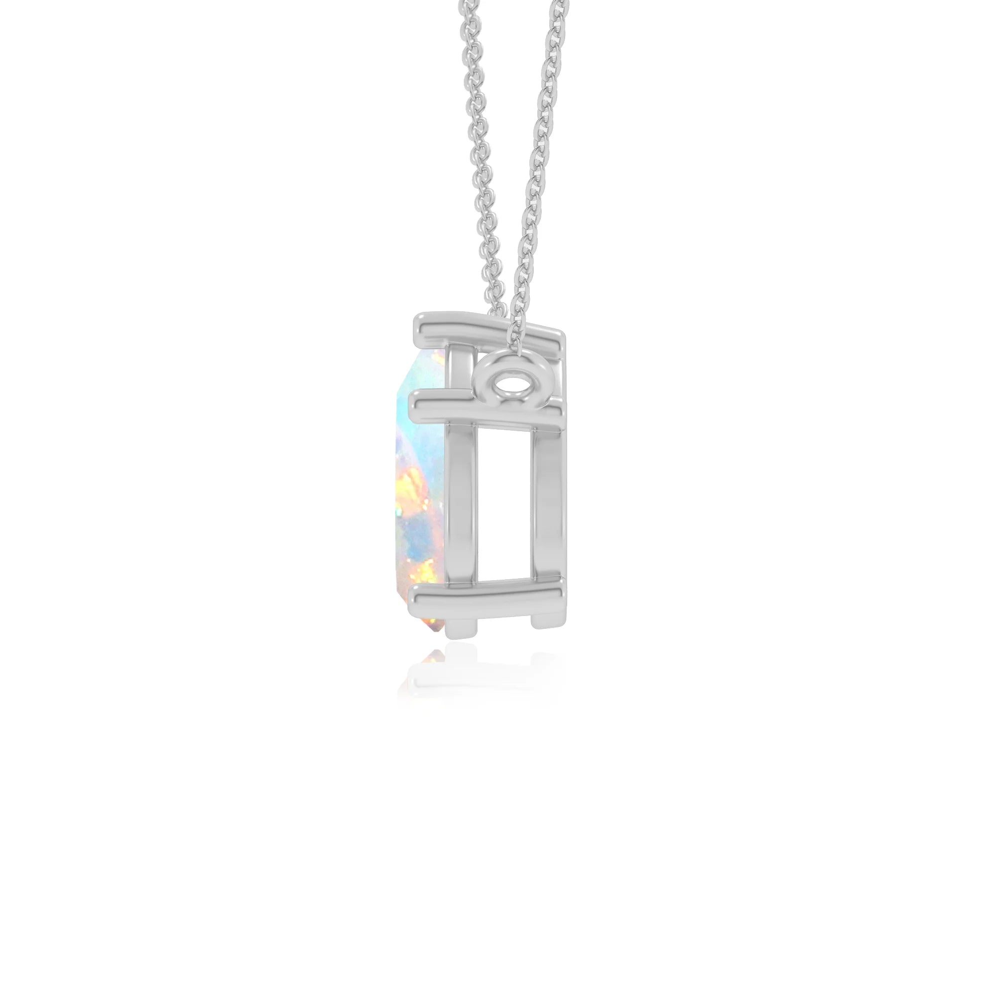 lab grown opal pear solitaire necklaces in sterling silver 