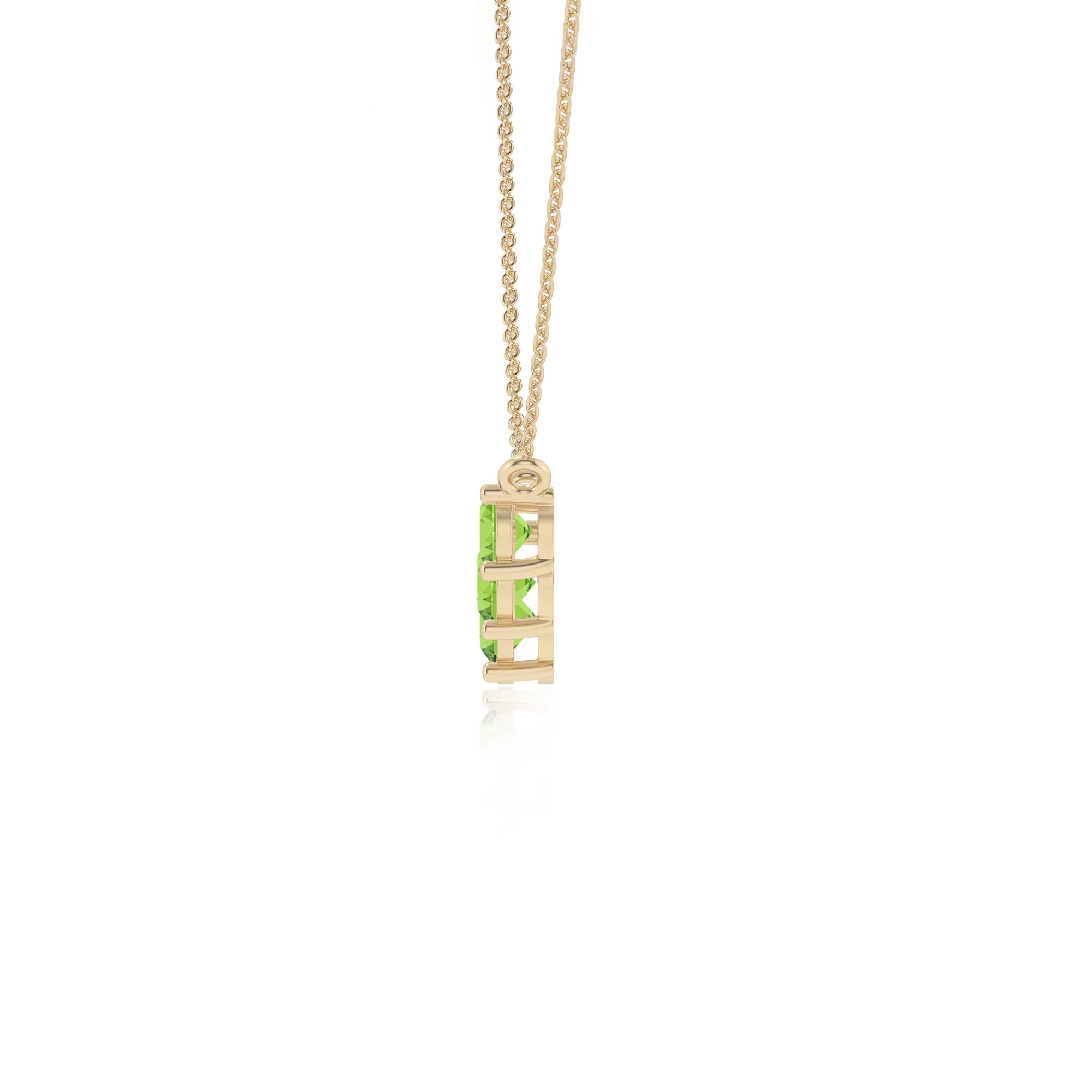 natural peridot round bar necklaces in yellow gold 