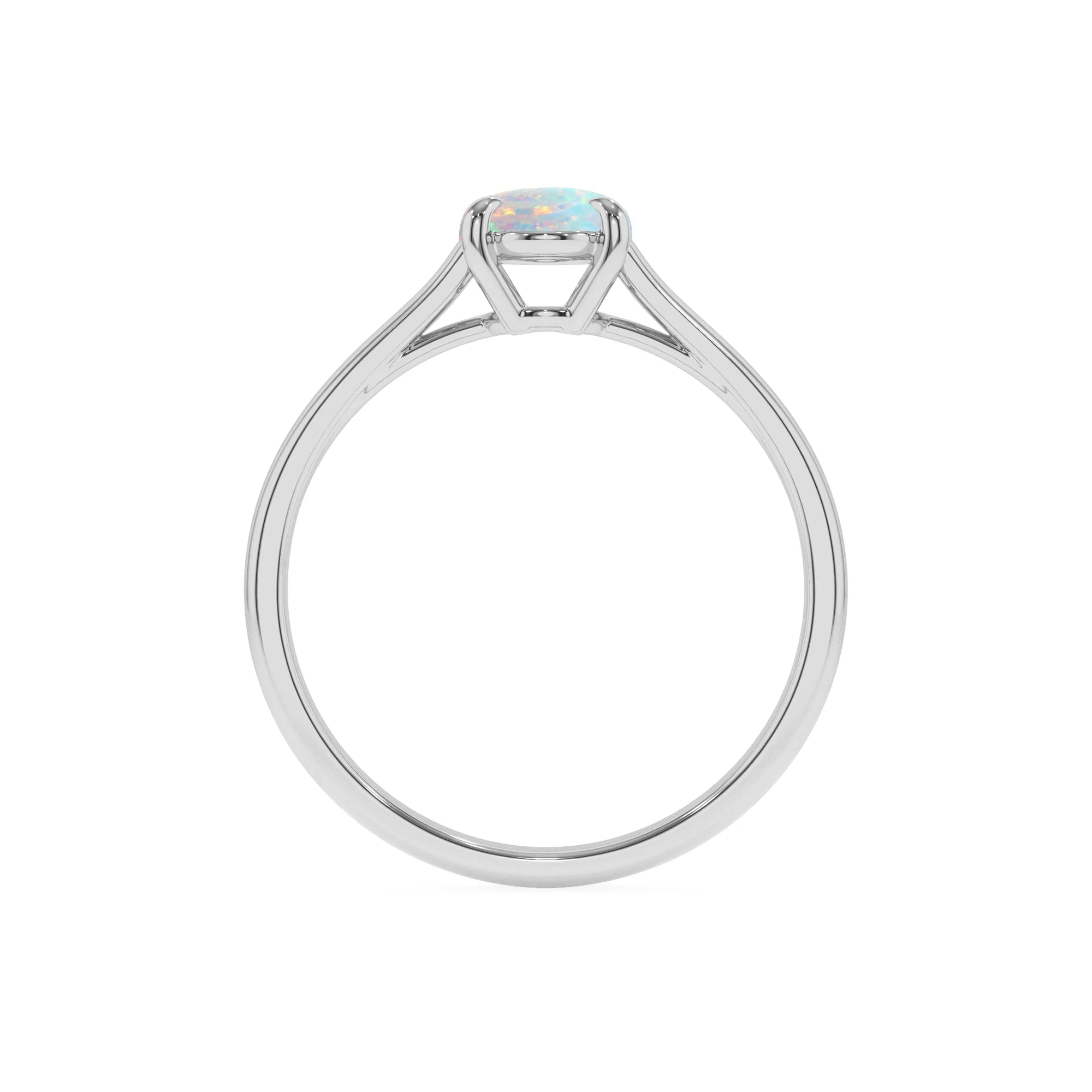 lab grown opal oval solitaire rings in white gold 