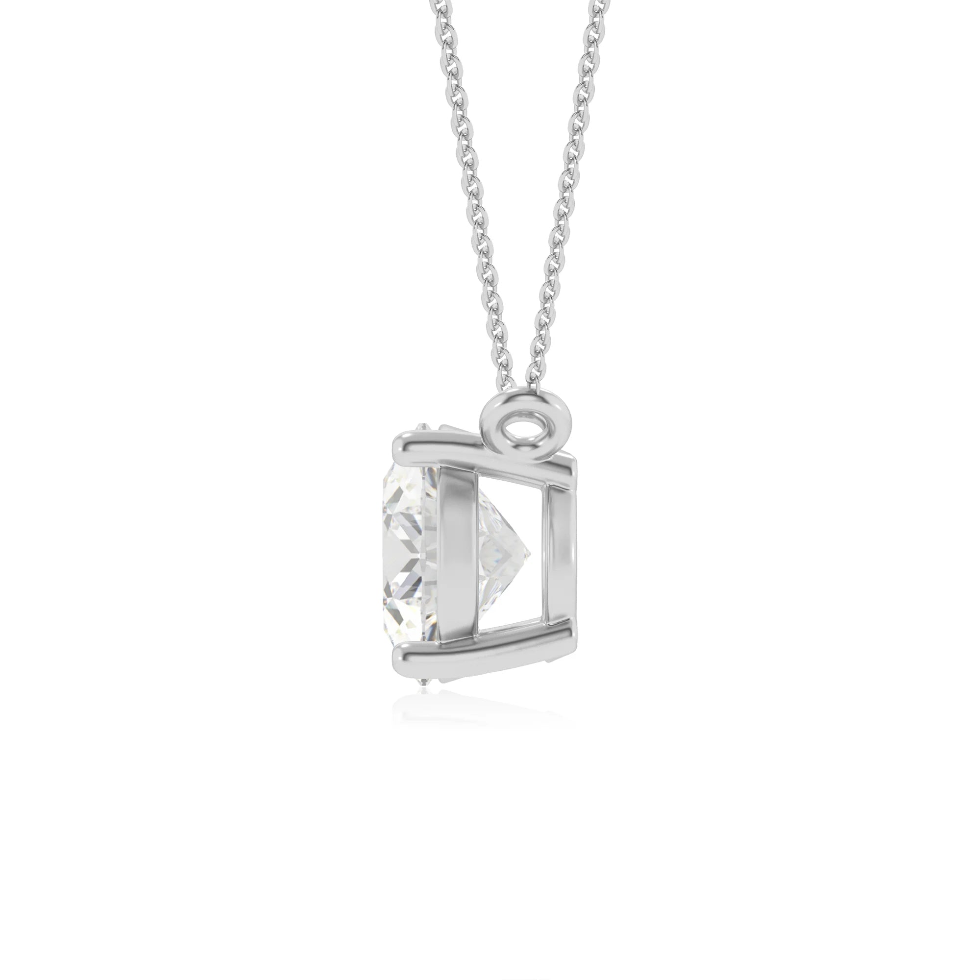 lab grown moissanite oval solitaire necklaces in platinum 