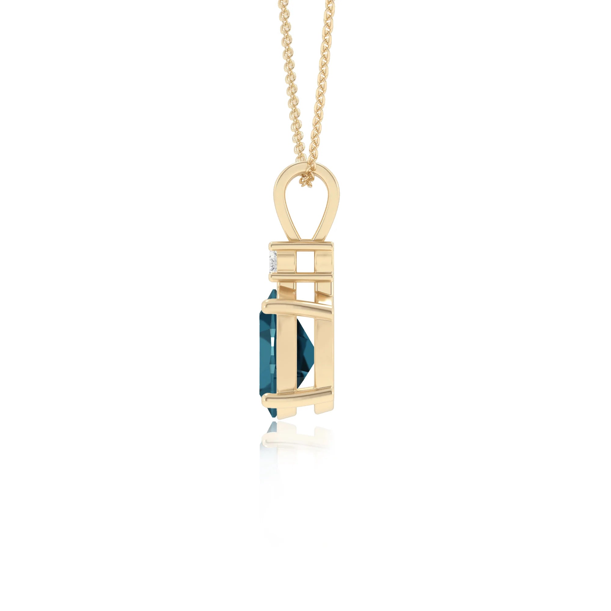 natural london-blue-topaz oval solitaire v-bale necklaces in yellow gold 