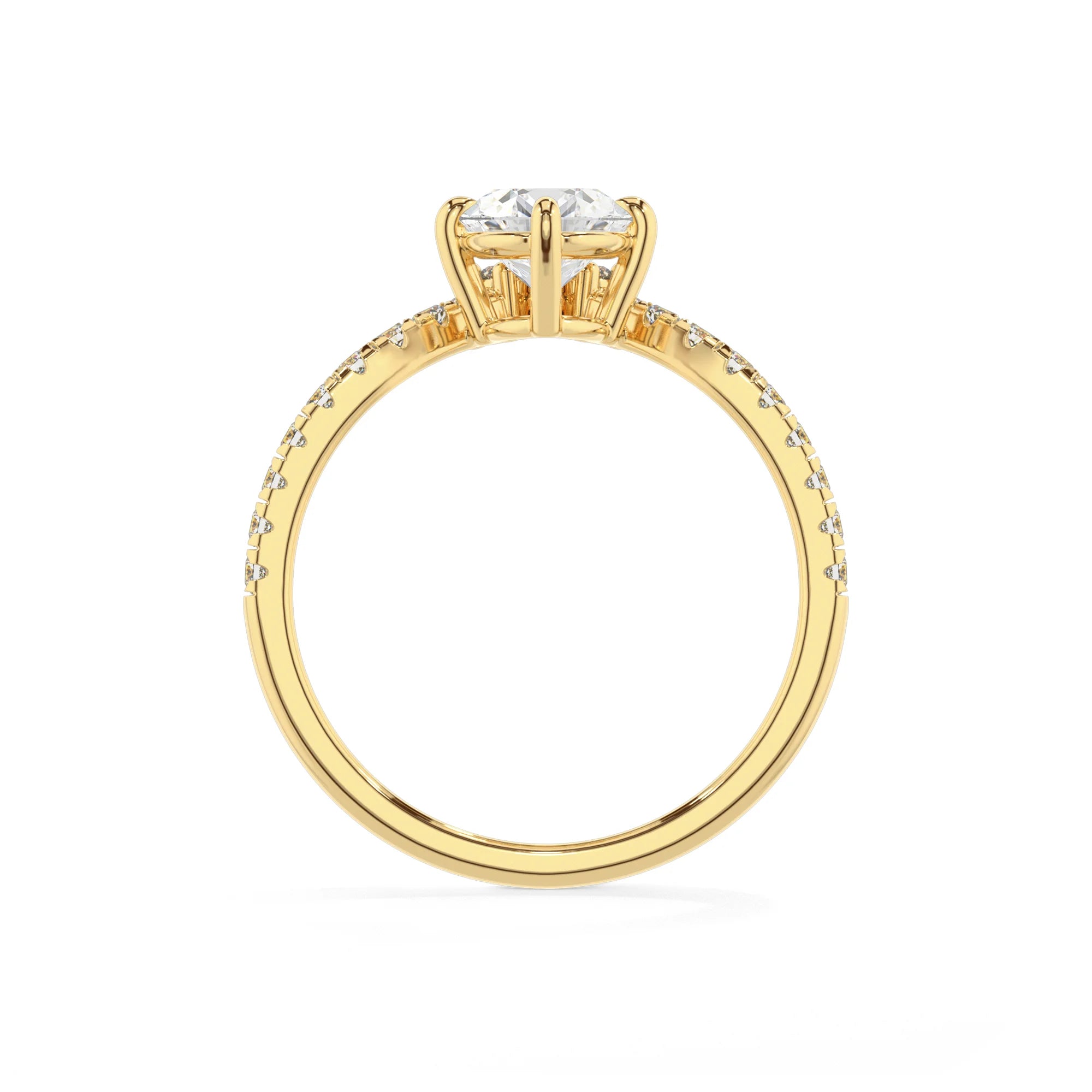lab grown moissanite oval solitaire rings in yellow gold 