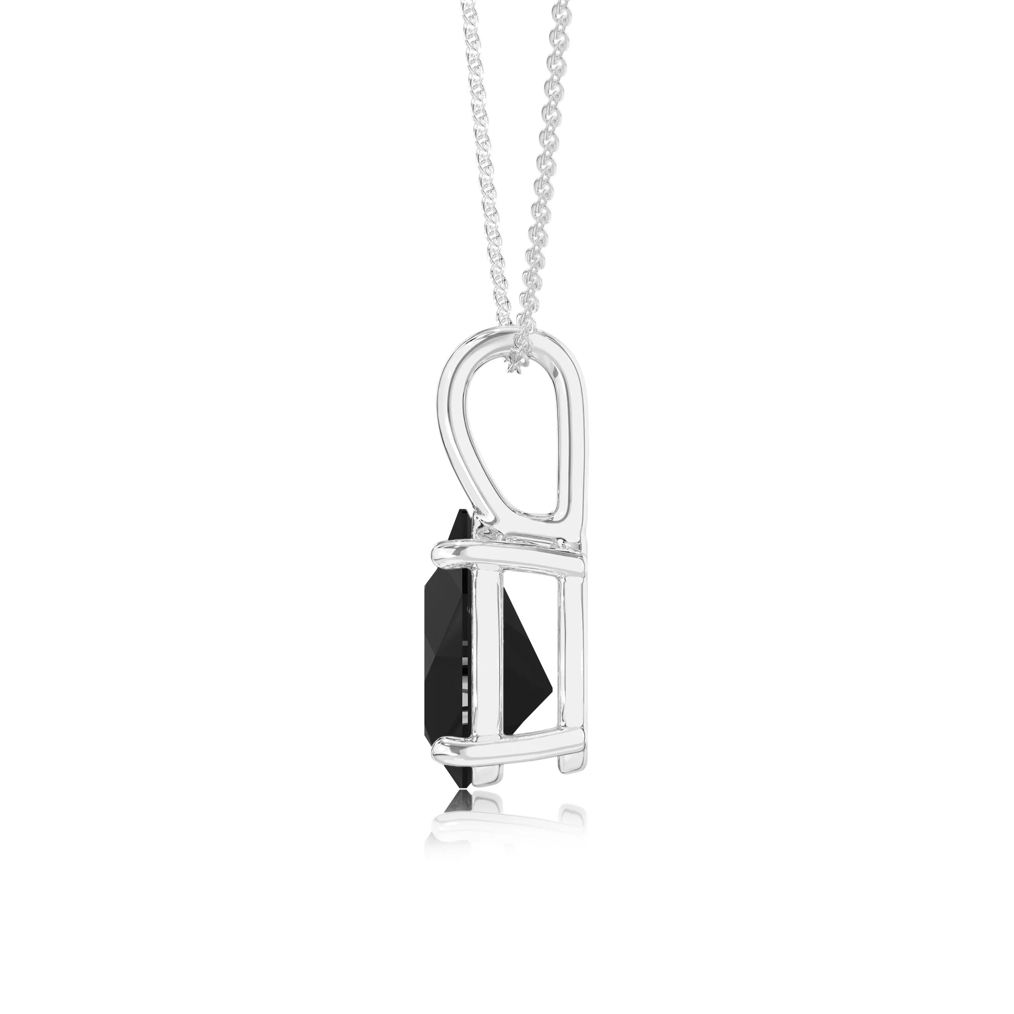 natural black-onyx pear solitaire necklaces in sterling silver 