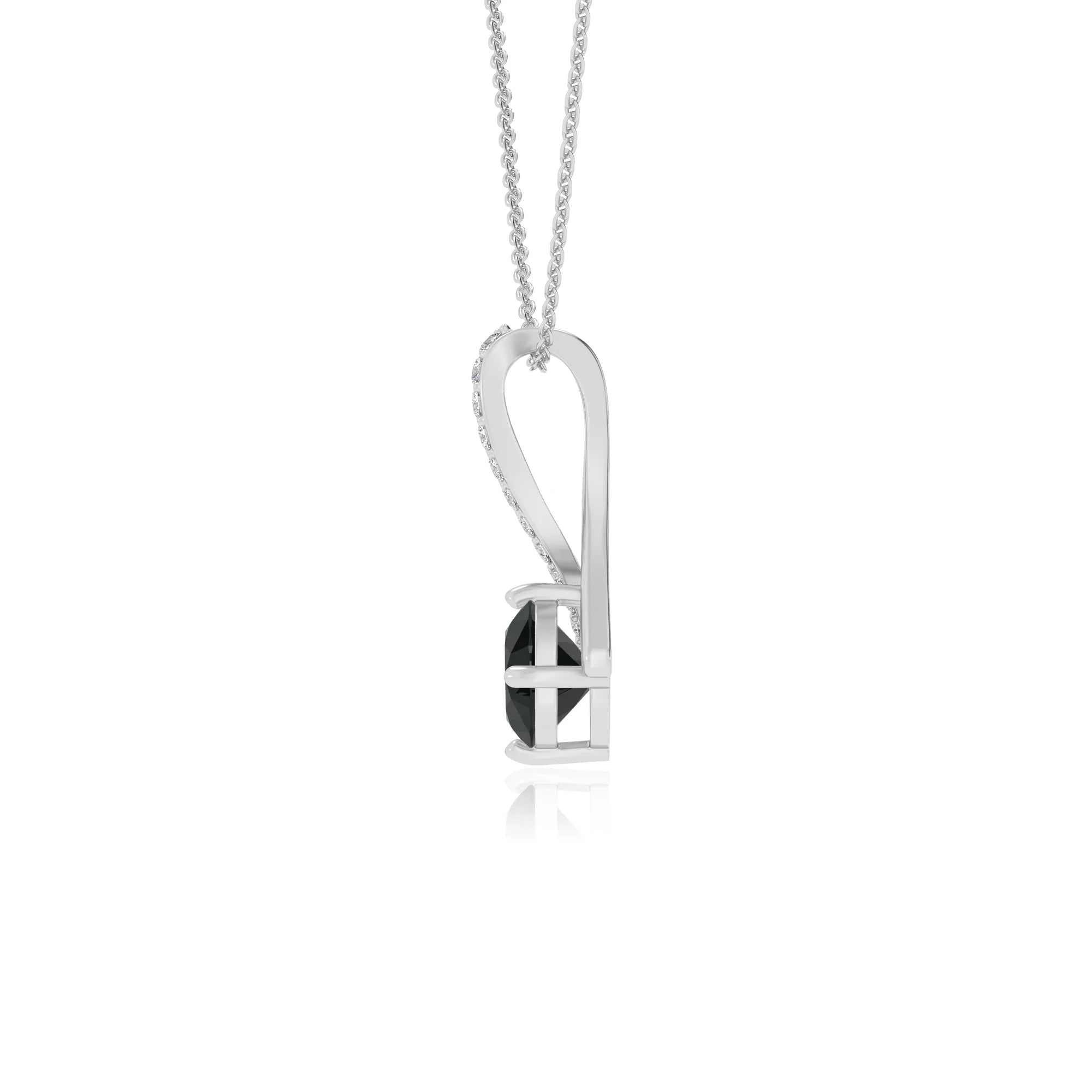 natural black-onyx round solitaire necklaces in platinum 