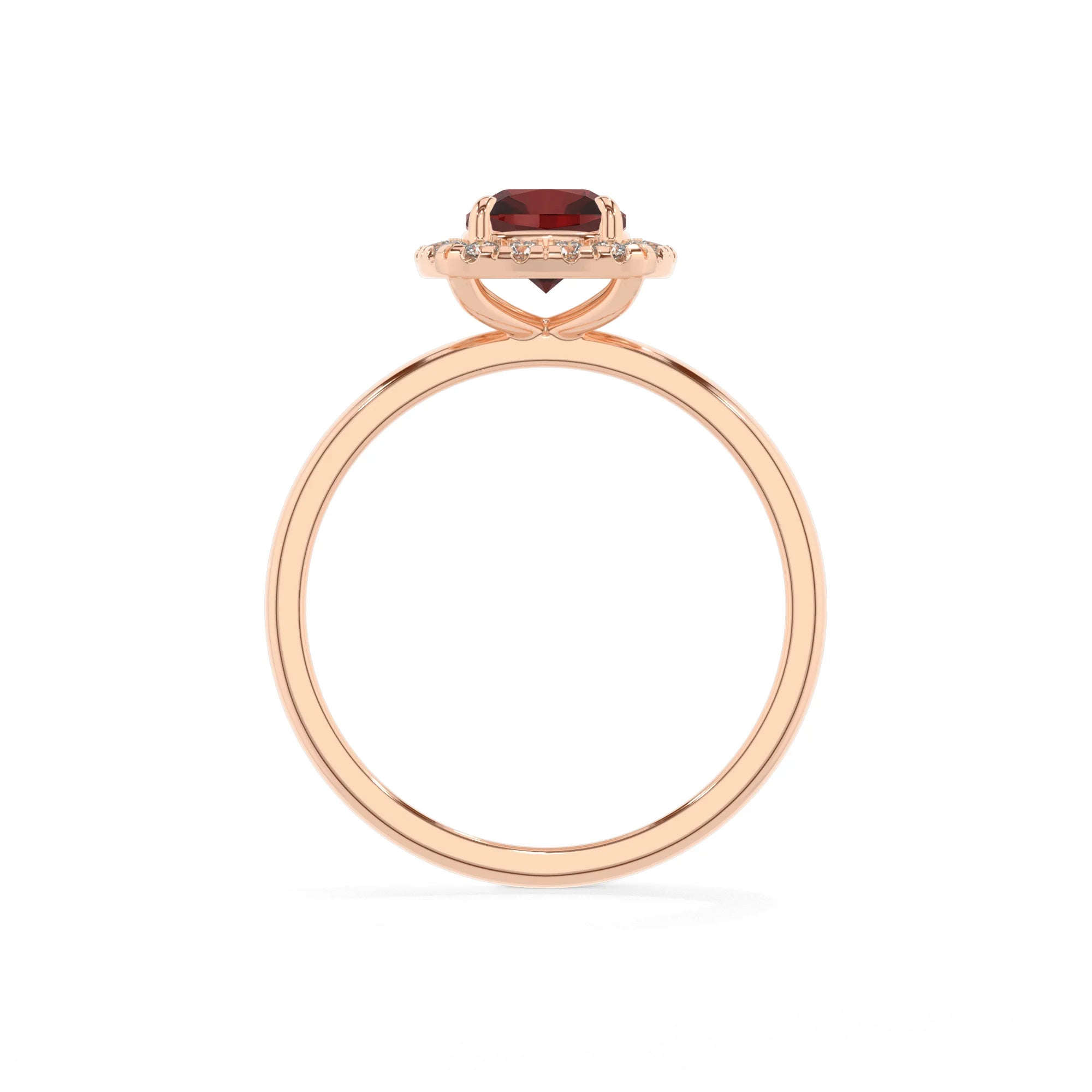natural garnet cushion solitaire rings in rose gold 