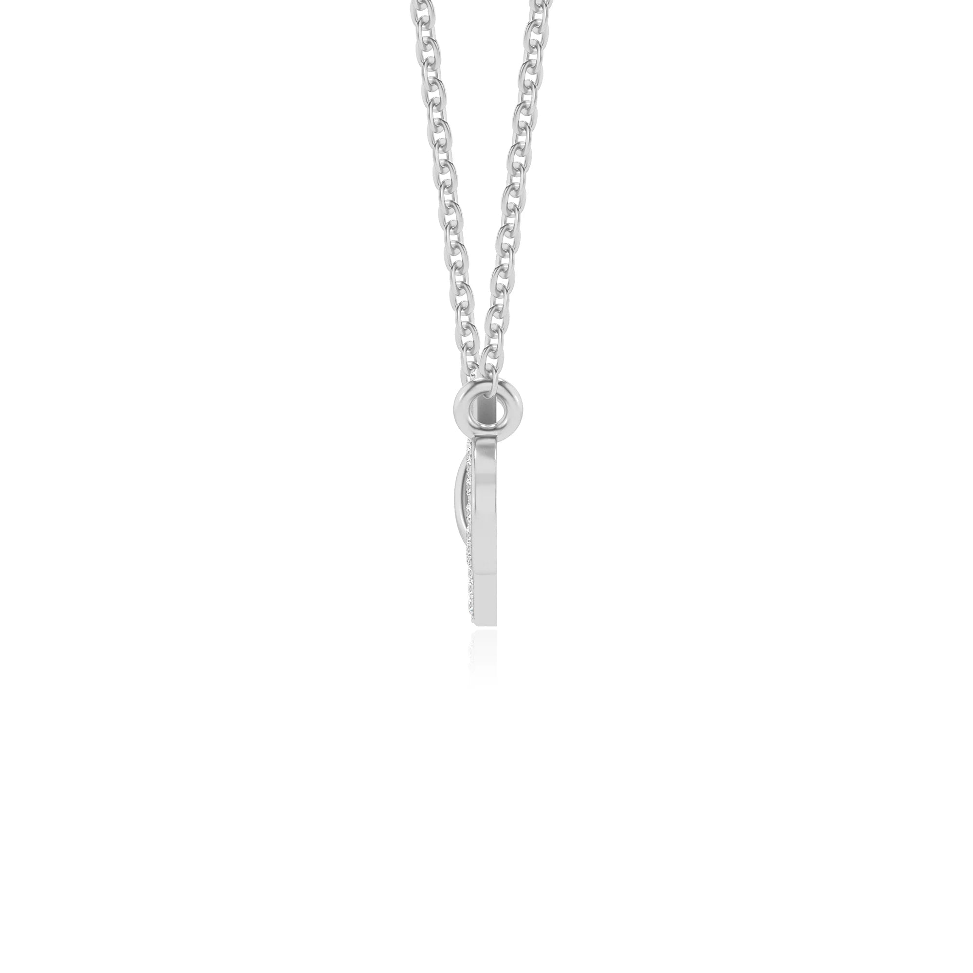 lab grown moissanite round infinity necklaces in white gold 