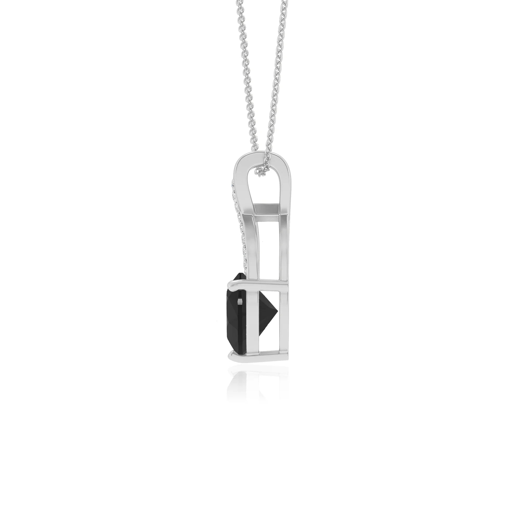 natural black-onyx heart solitaire necklaces in white gold 