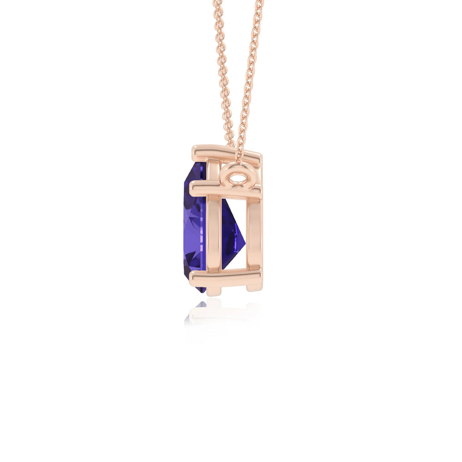 lab grown tanzanite pear solitaire necklaces in rose gold 