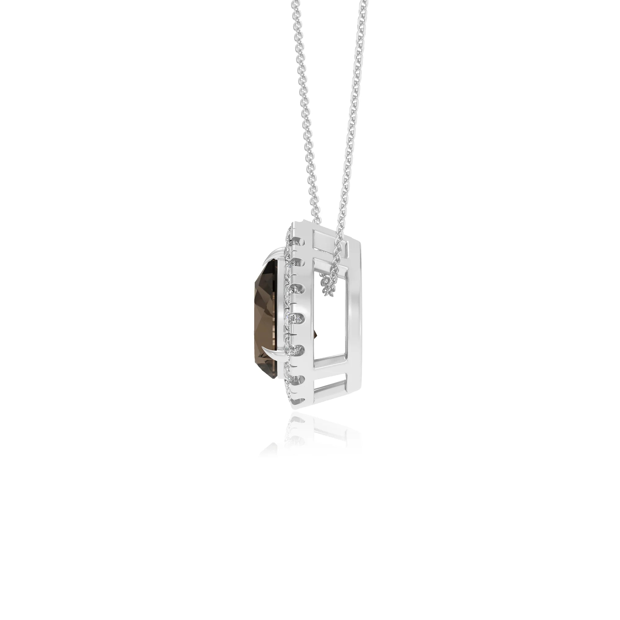 natural smoky quartz pear solitaire necklaces in platinum 