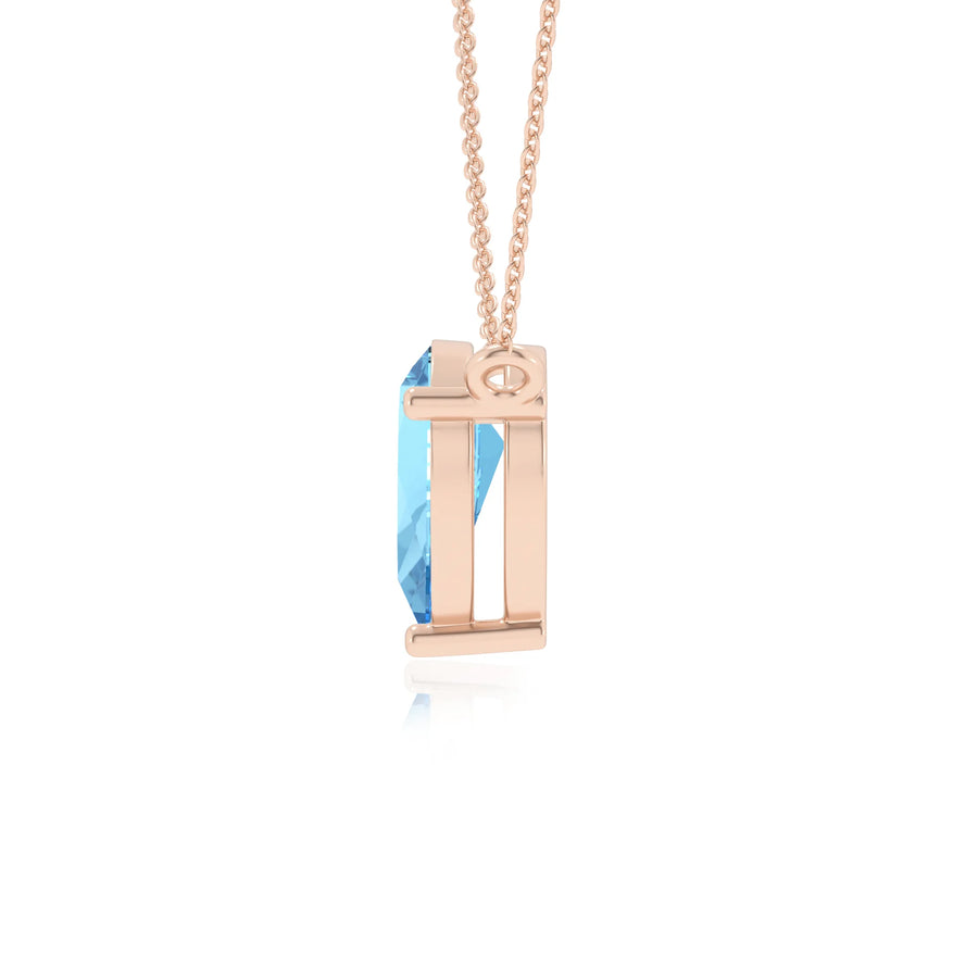 natural swiss-blue-topaz pear solitaire necklaces in rose gold 
