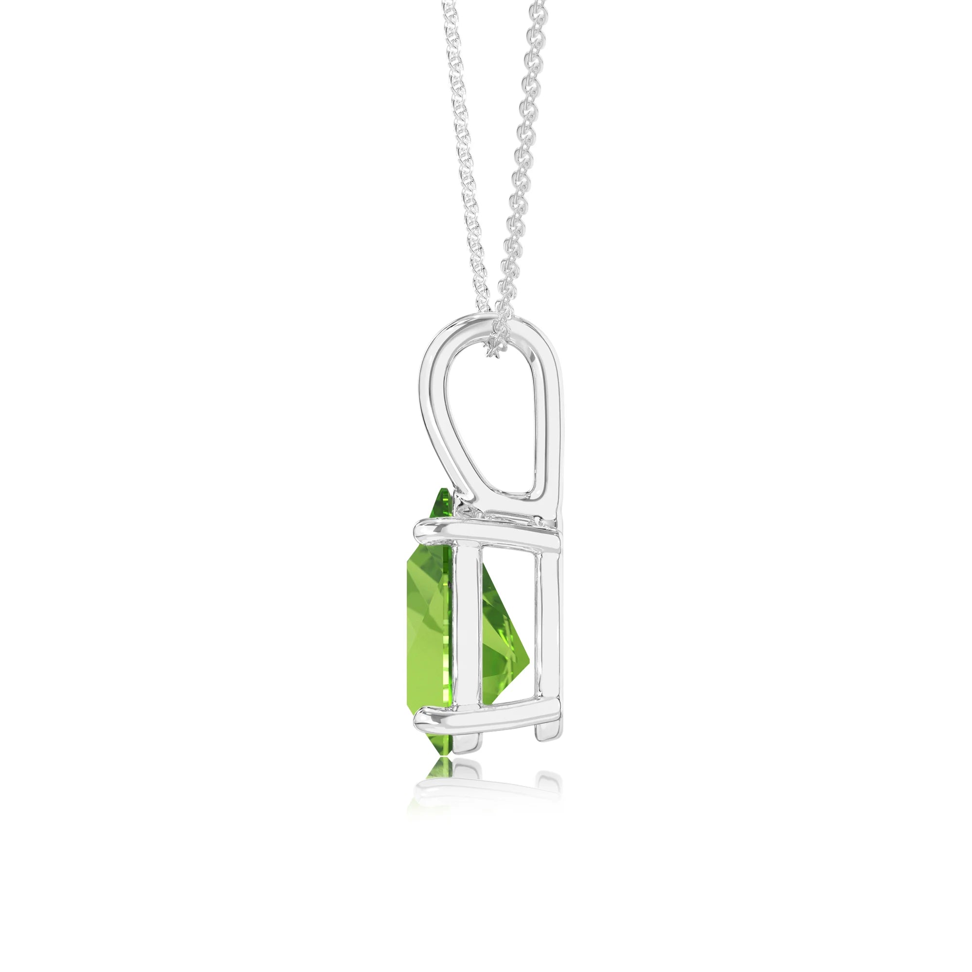 natural peridot pear solitaire necklaces in white gold 