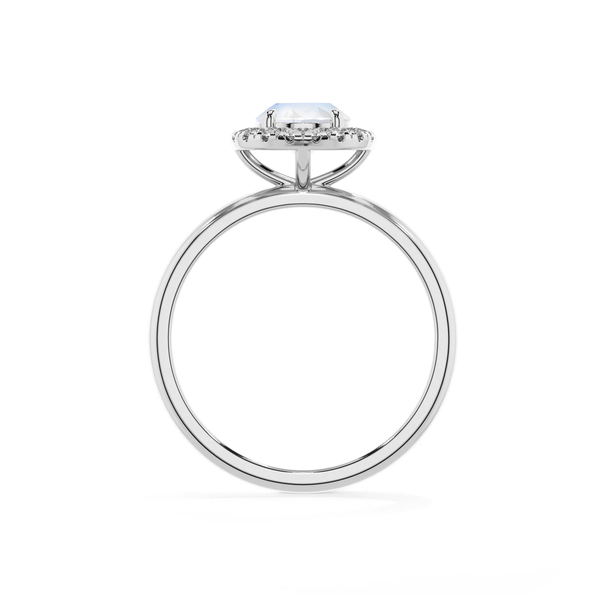 natural rainbow-moonstone round solitaire rings in platinum 