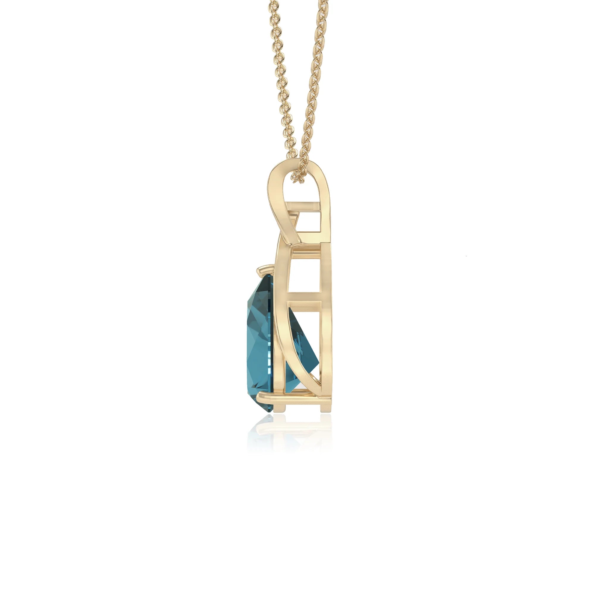 natural london-blue-topaz pear solitaire necklaces in yellow gold 