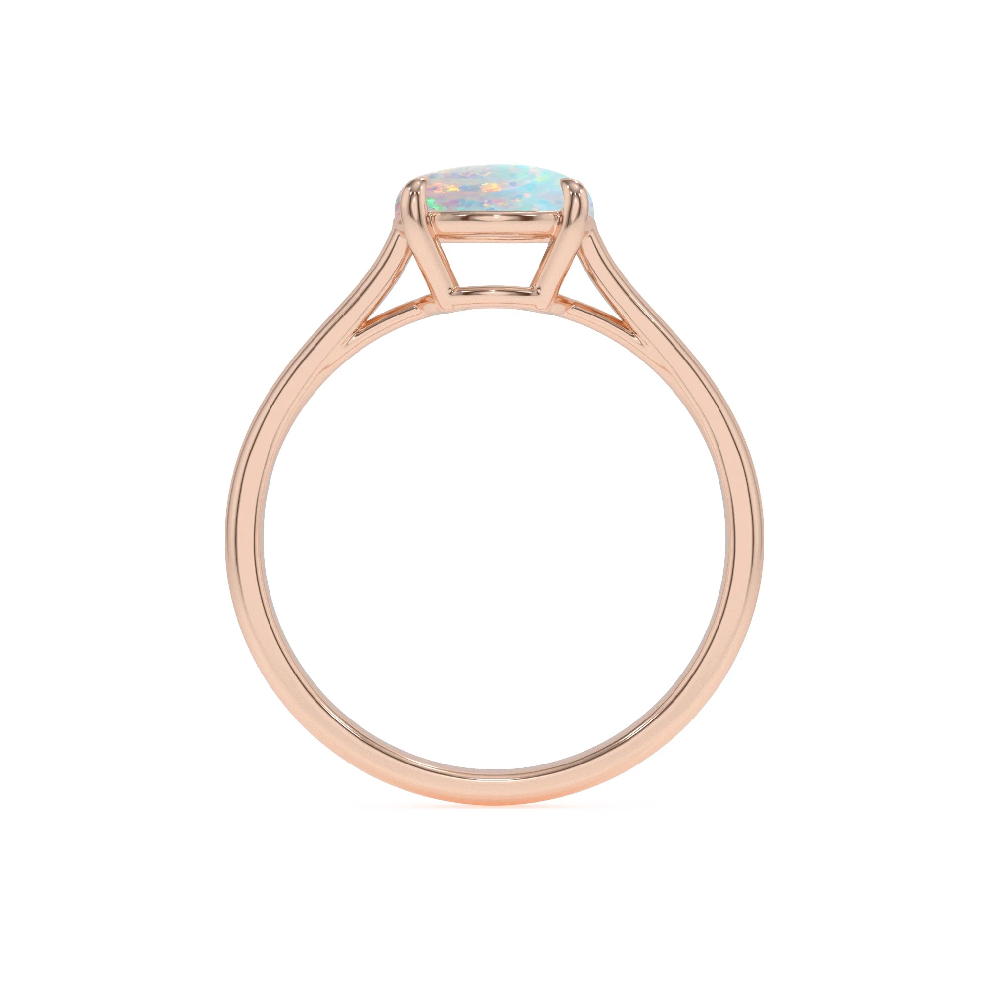 lab grown opal round solitaire rings in rose gold 