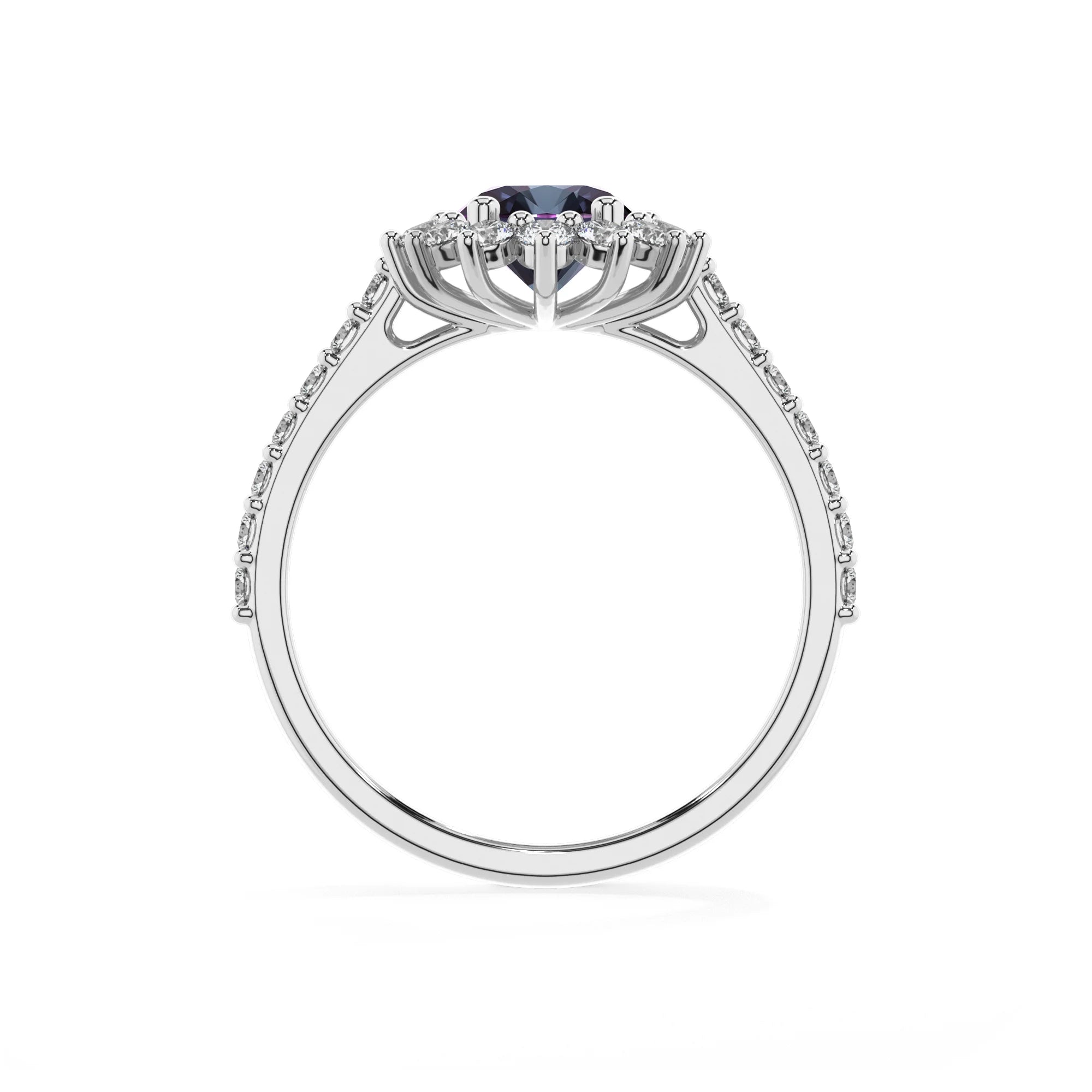 lab grown alexandrite oval solitaire rings in white gold 