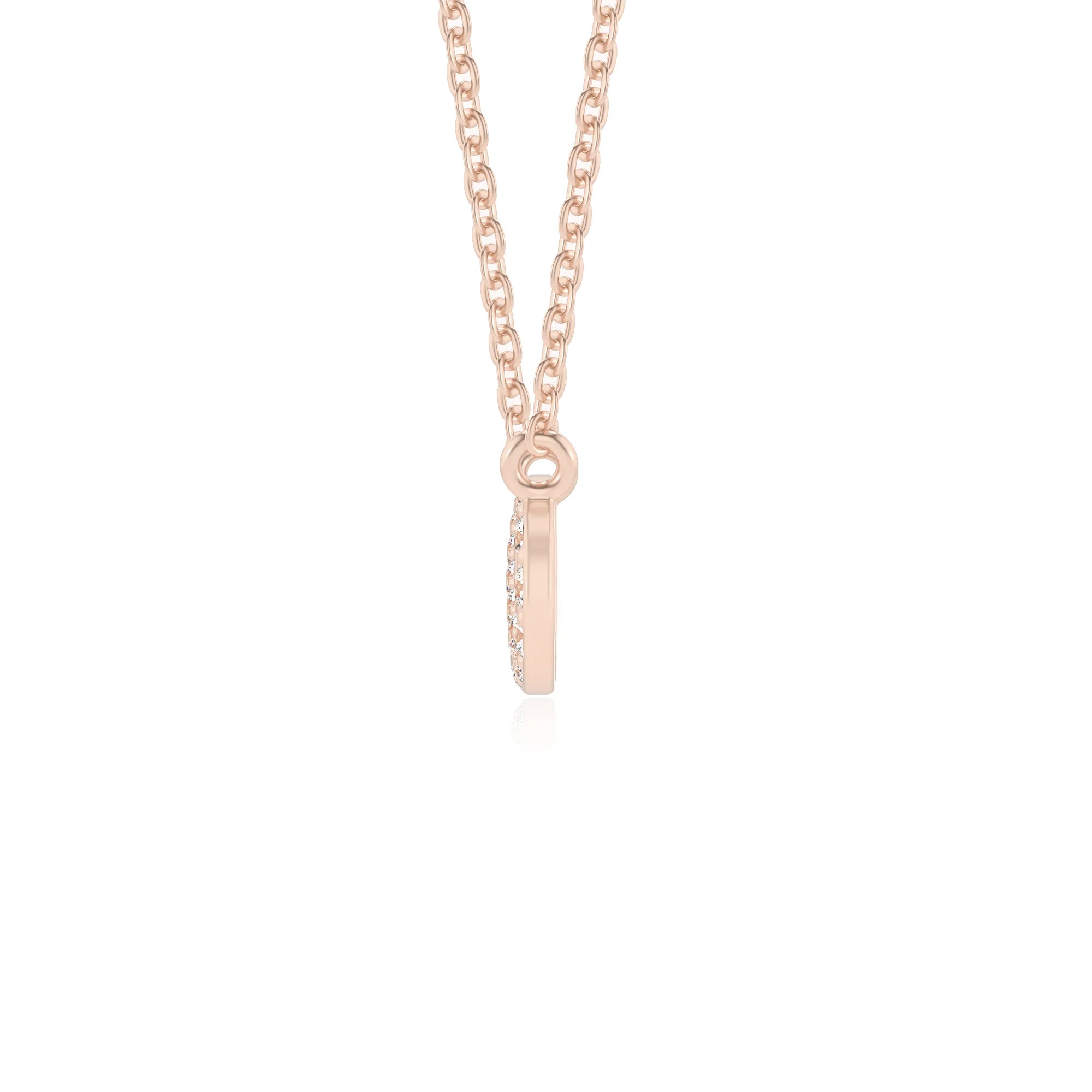 lab grown moissanite round infinity v-bale necklaces in rose gold 