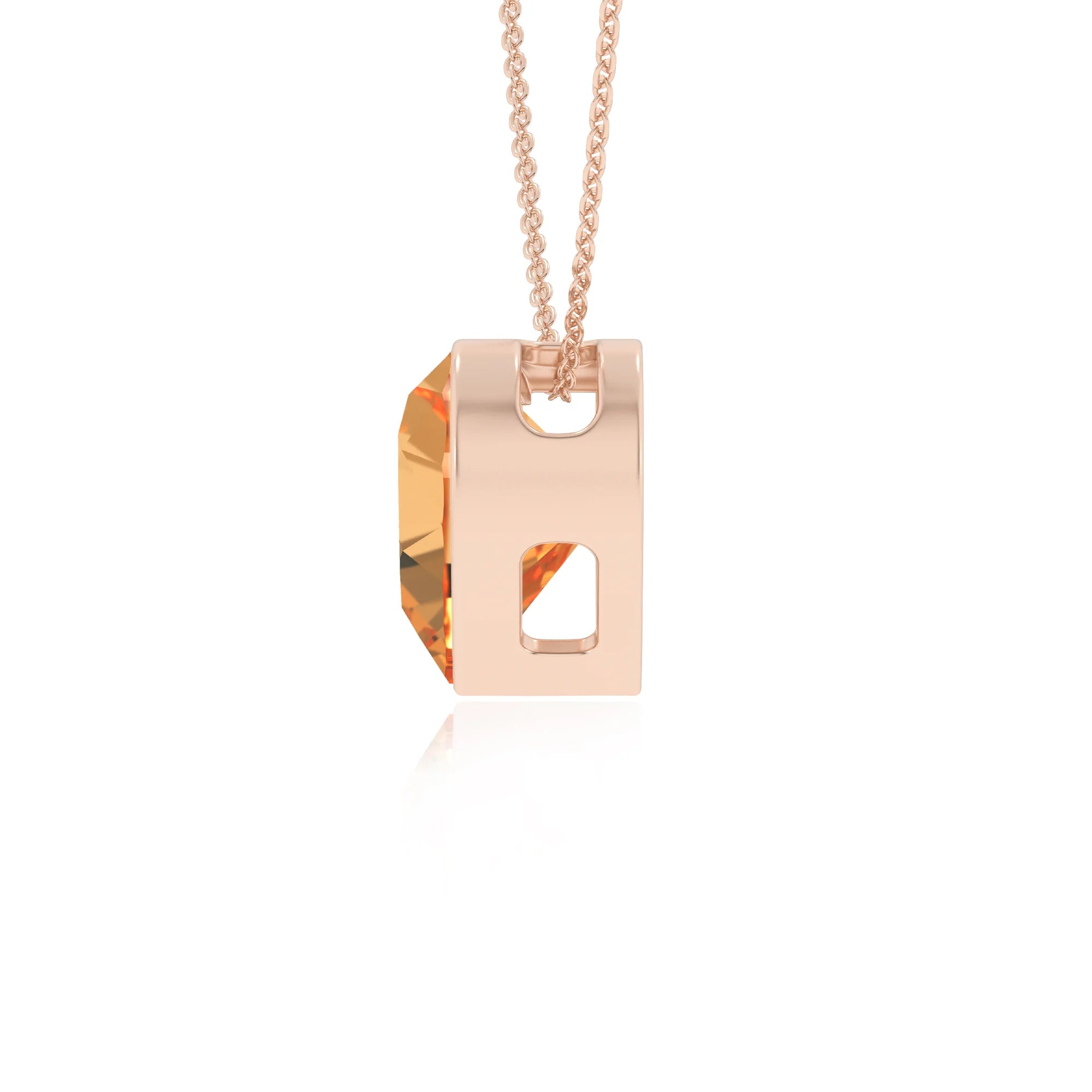 lab grown citrine heart solitaire necklaces in rose gold 