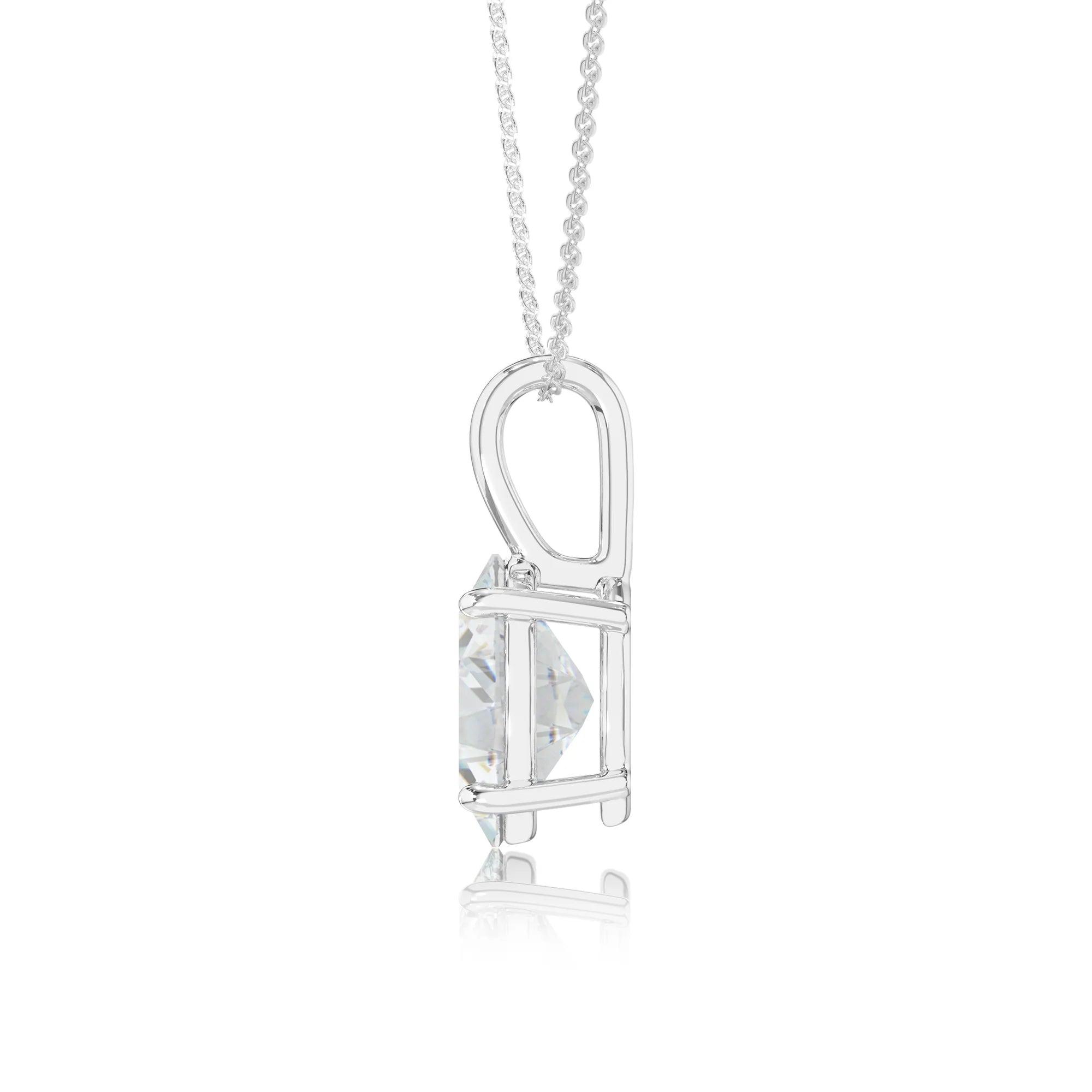 lab grown moissanite oval solitaire necklaces in platinum 