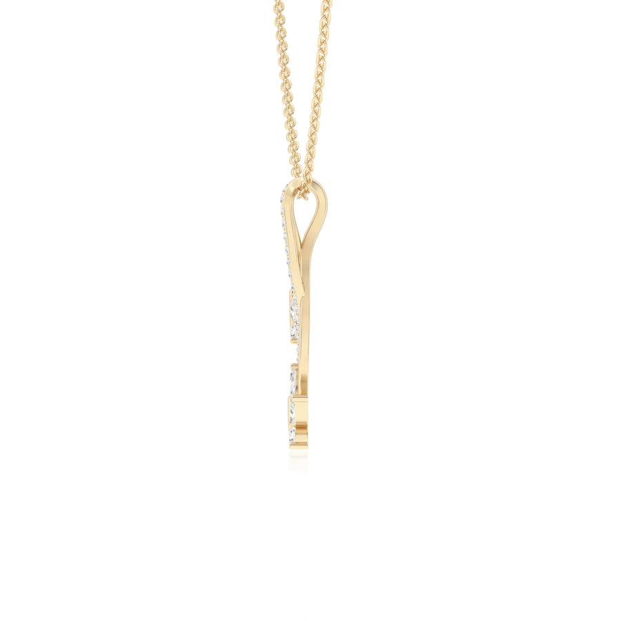 lab grown diamond marquise drop necklaces in yellow gold 
